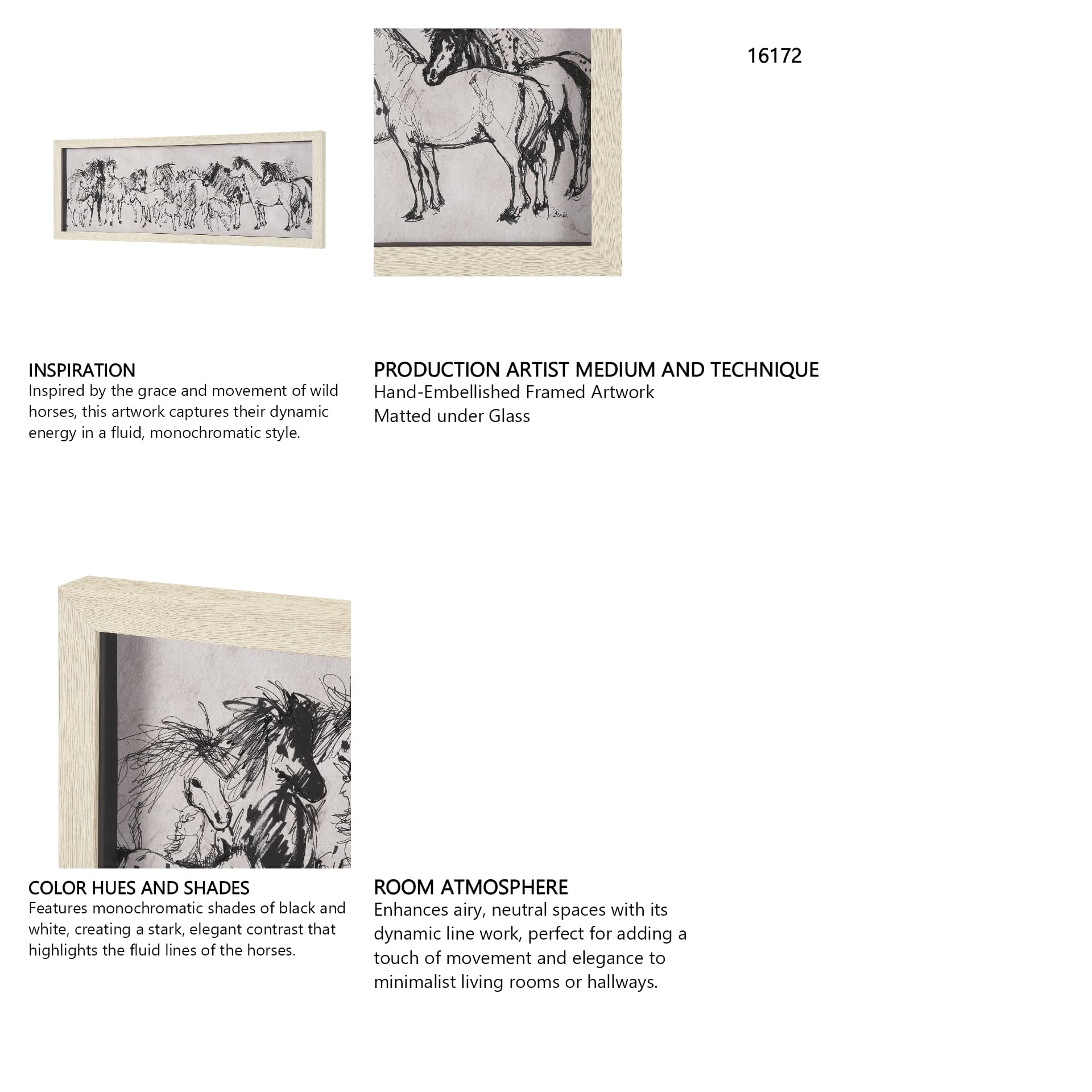 Pony Sketches II by Mercana Studio Hand-Embellished Framed Artwork Matted under Glass — in a styled room