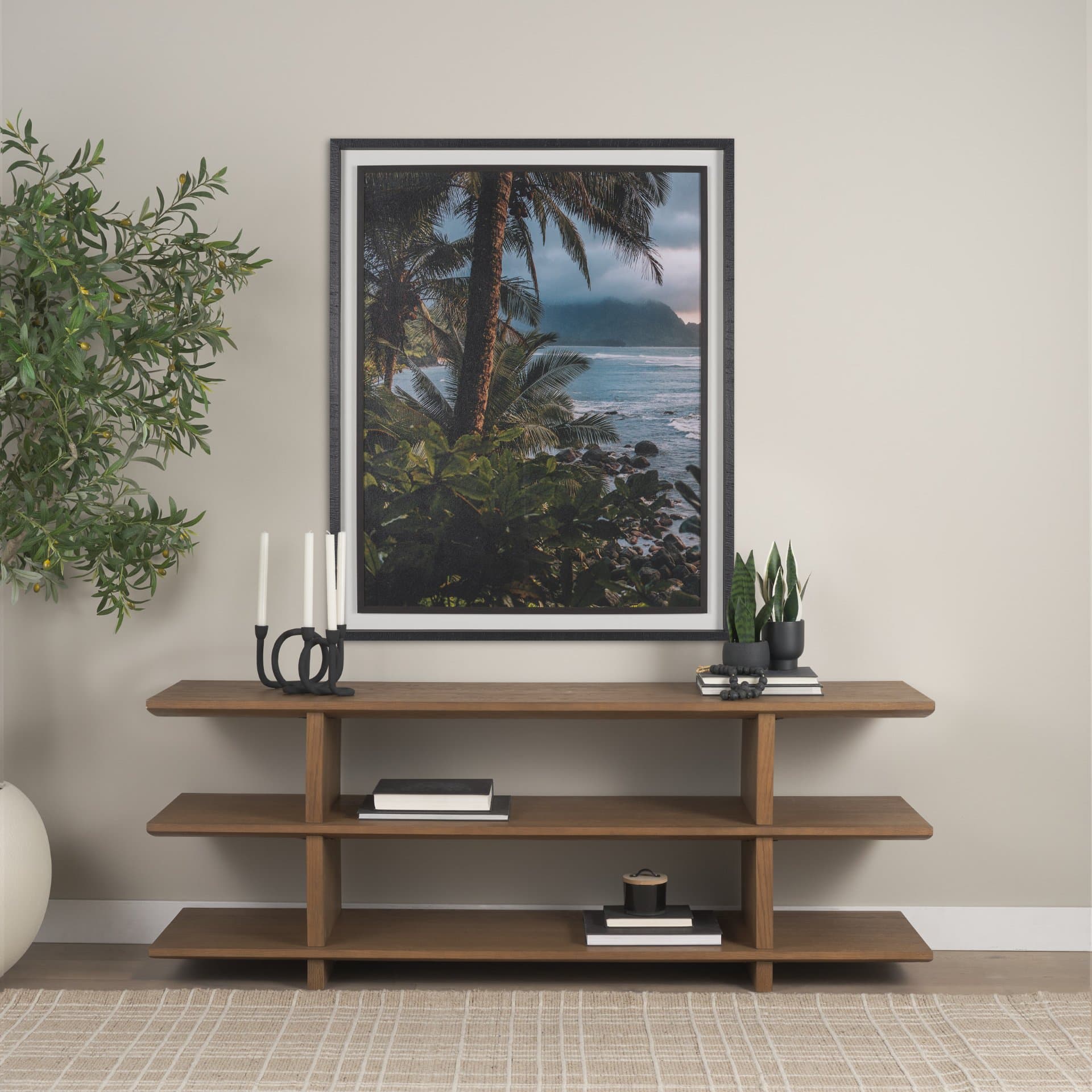 Kauai Jungle Dream by Stefan and Audrey Textured Framed Photo Print Matted under Glass — in a styled room