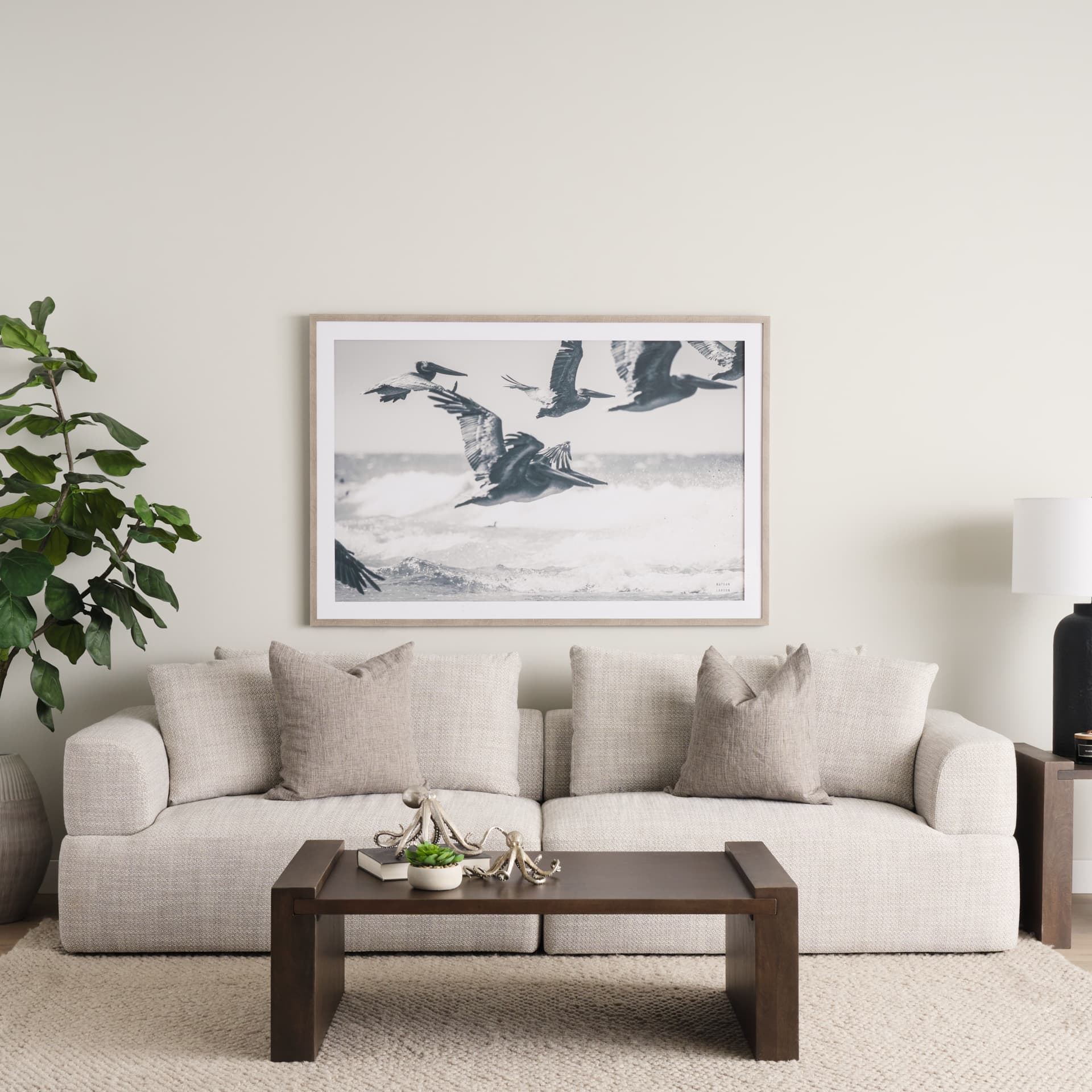 Strafford Medium 13L x 7W Silver Resin Octopus — in a styled room