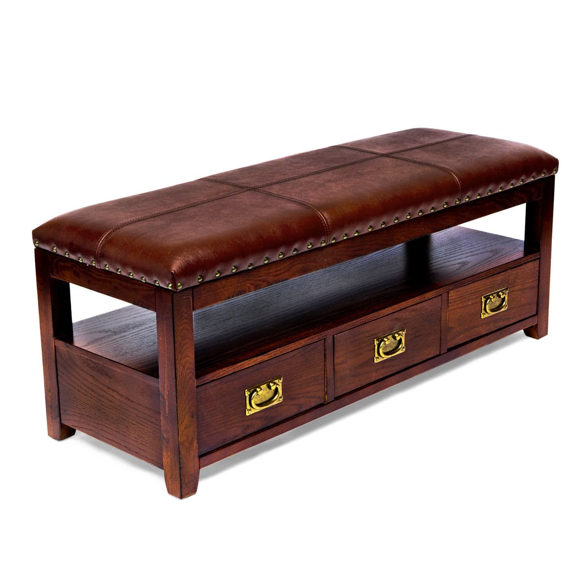 Entryway Storage Bench HR330 Cherry Finish — product photograph