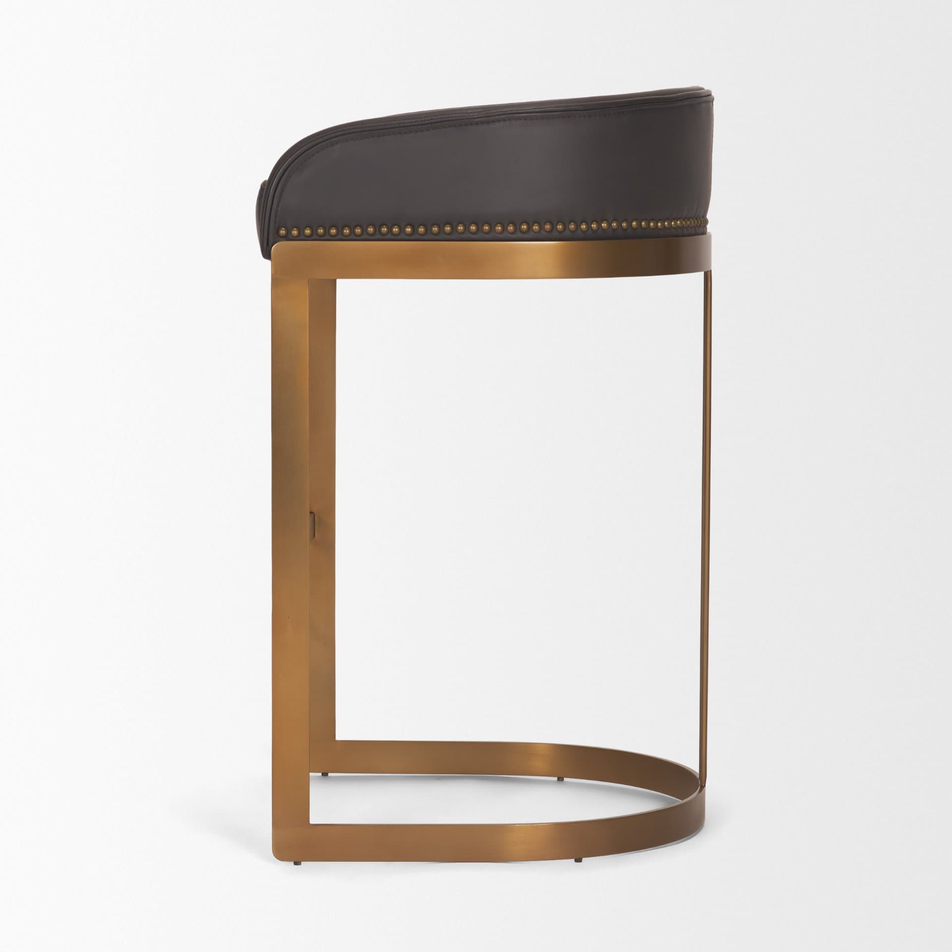 Hollyfield Backless 28.75in Seat Bar Stool | Brown Charcoal Leather — product photograph