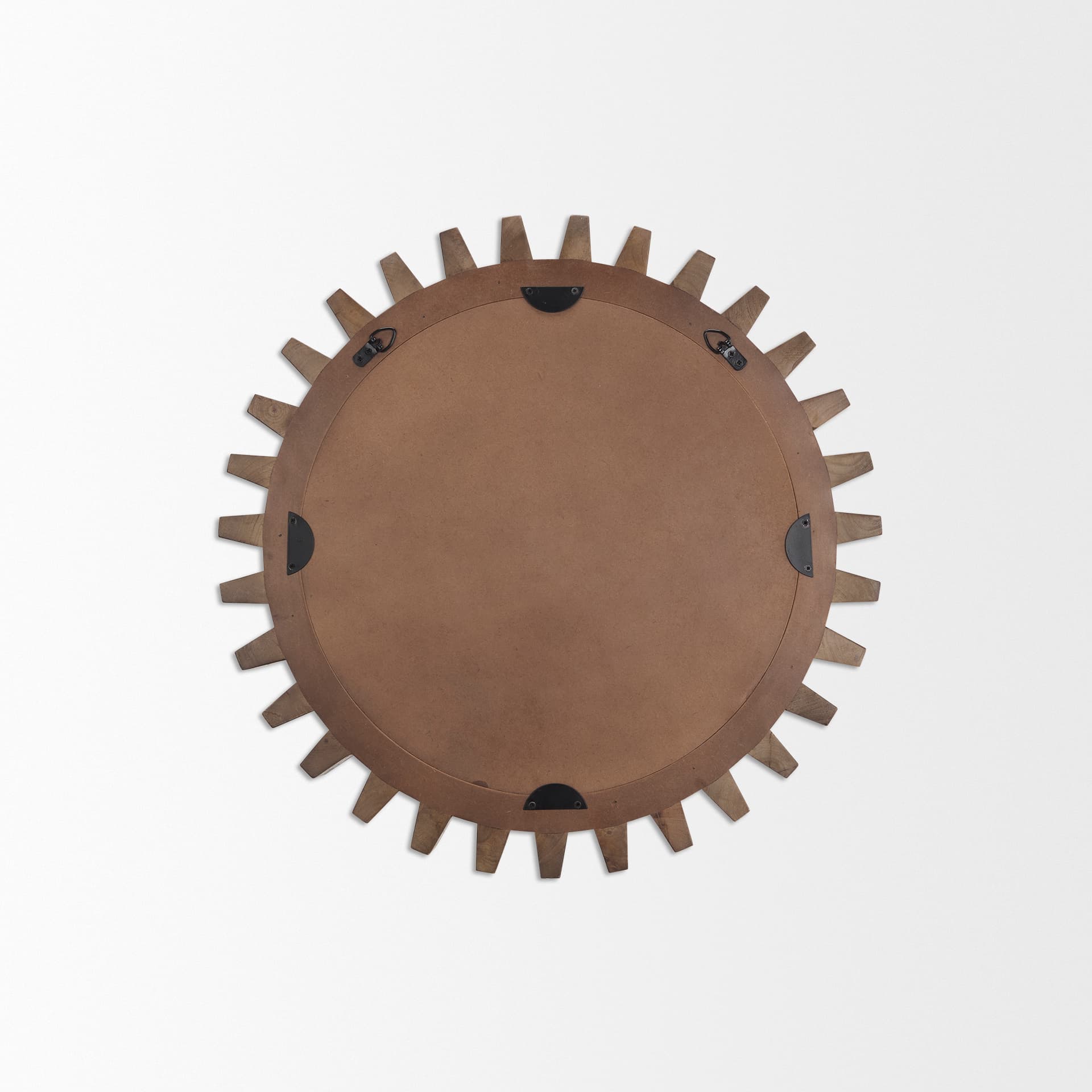 Cog Mirror 26" Round Brown Wood Frame Mirror — product photograph
