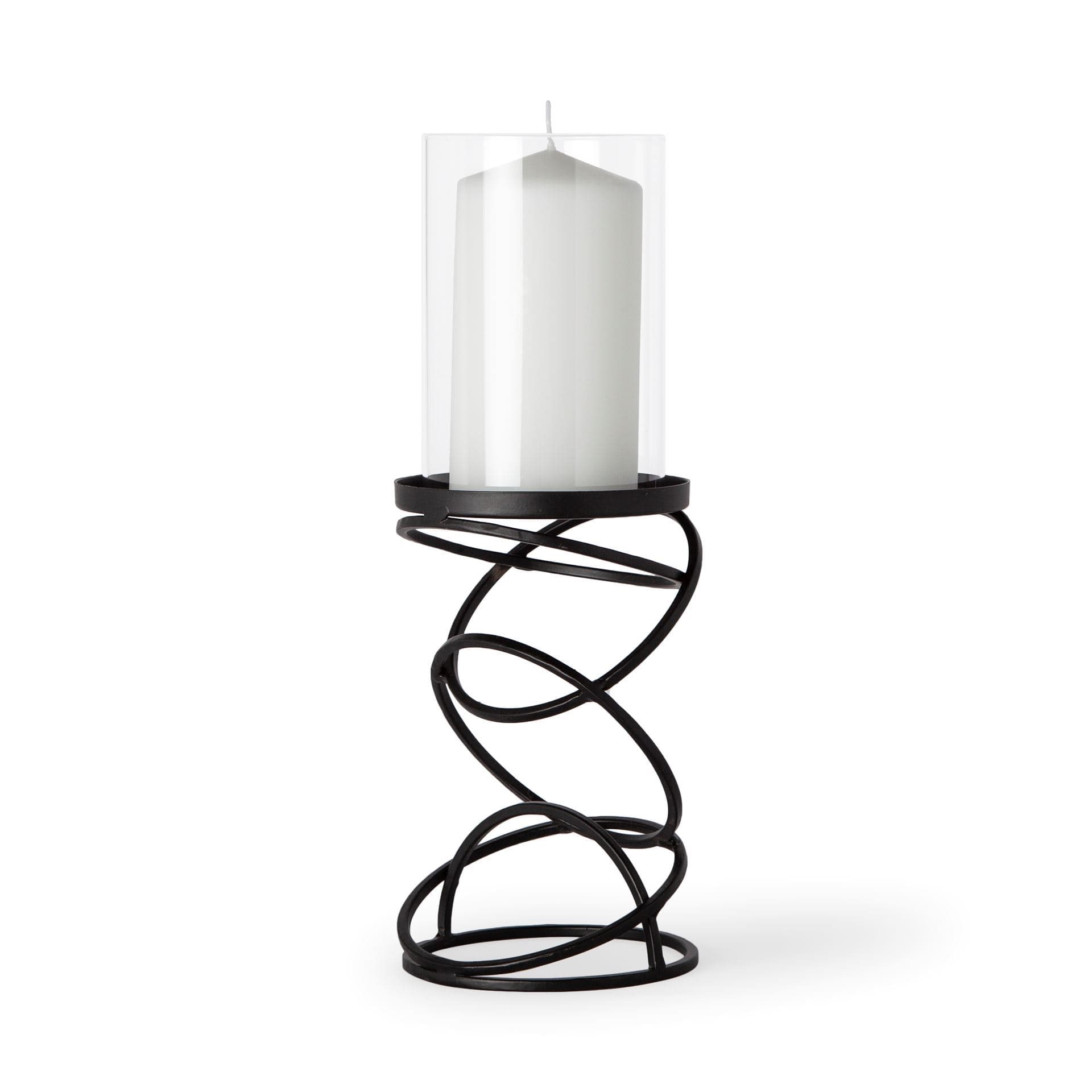 Omega I Small Black Metal Stacked Ring Table Candle Holder — product photograph