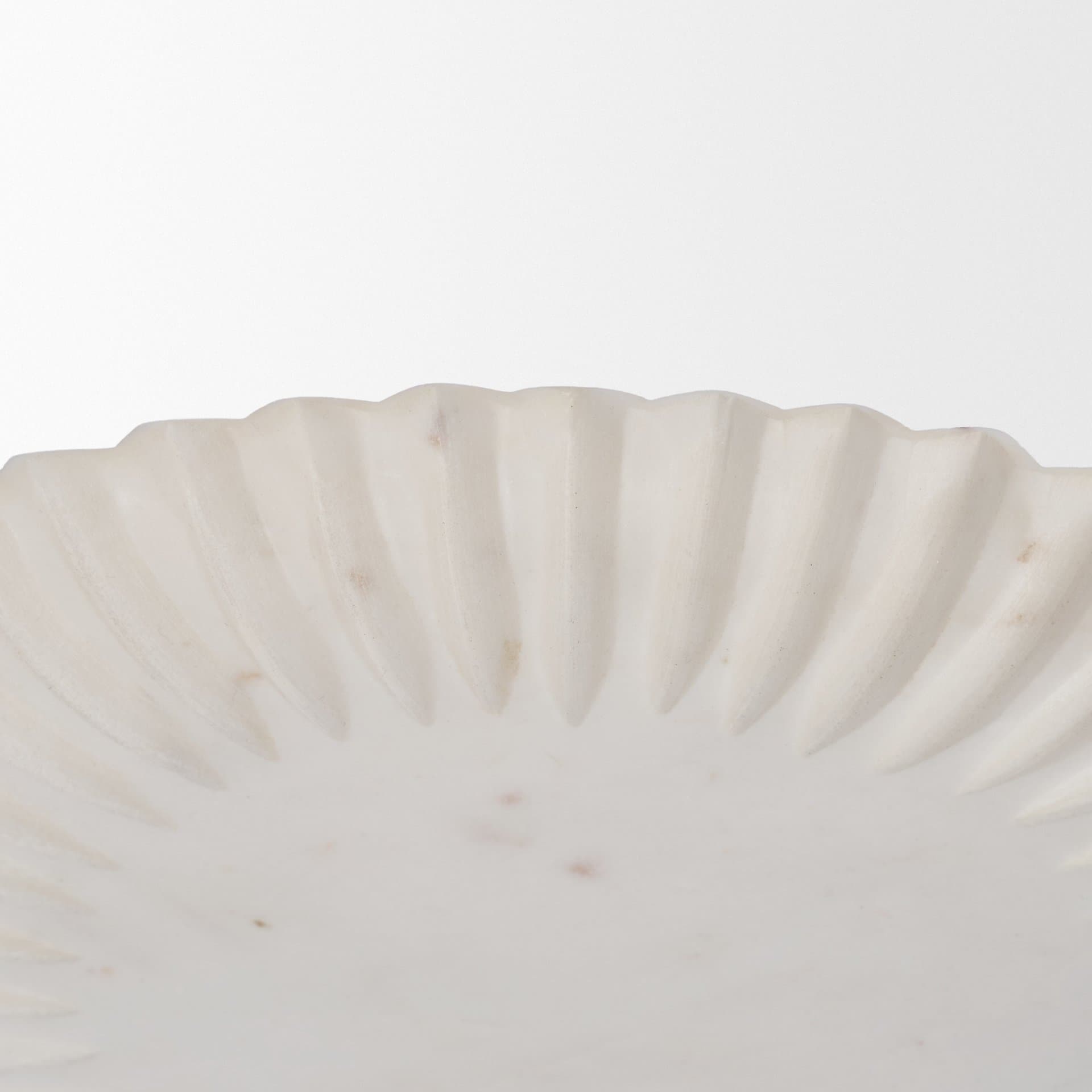 Fiora Round White Marble Scalloped Decorative Bowl — product photograph