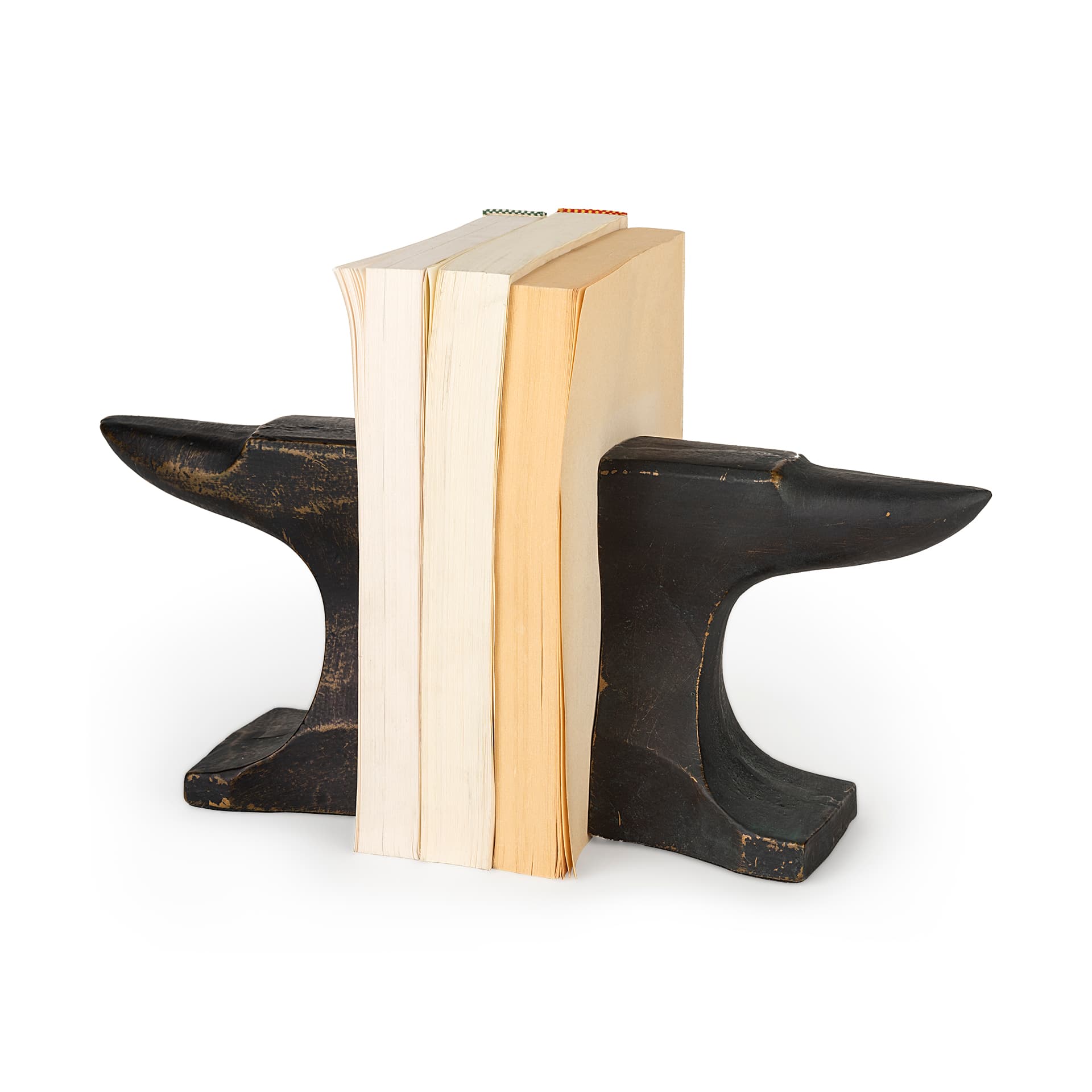 Anvilia (Set of 2) 12L x 4W Black With Gold Accents Anvil Shaped Bookends — product photograph