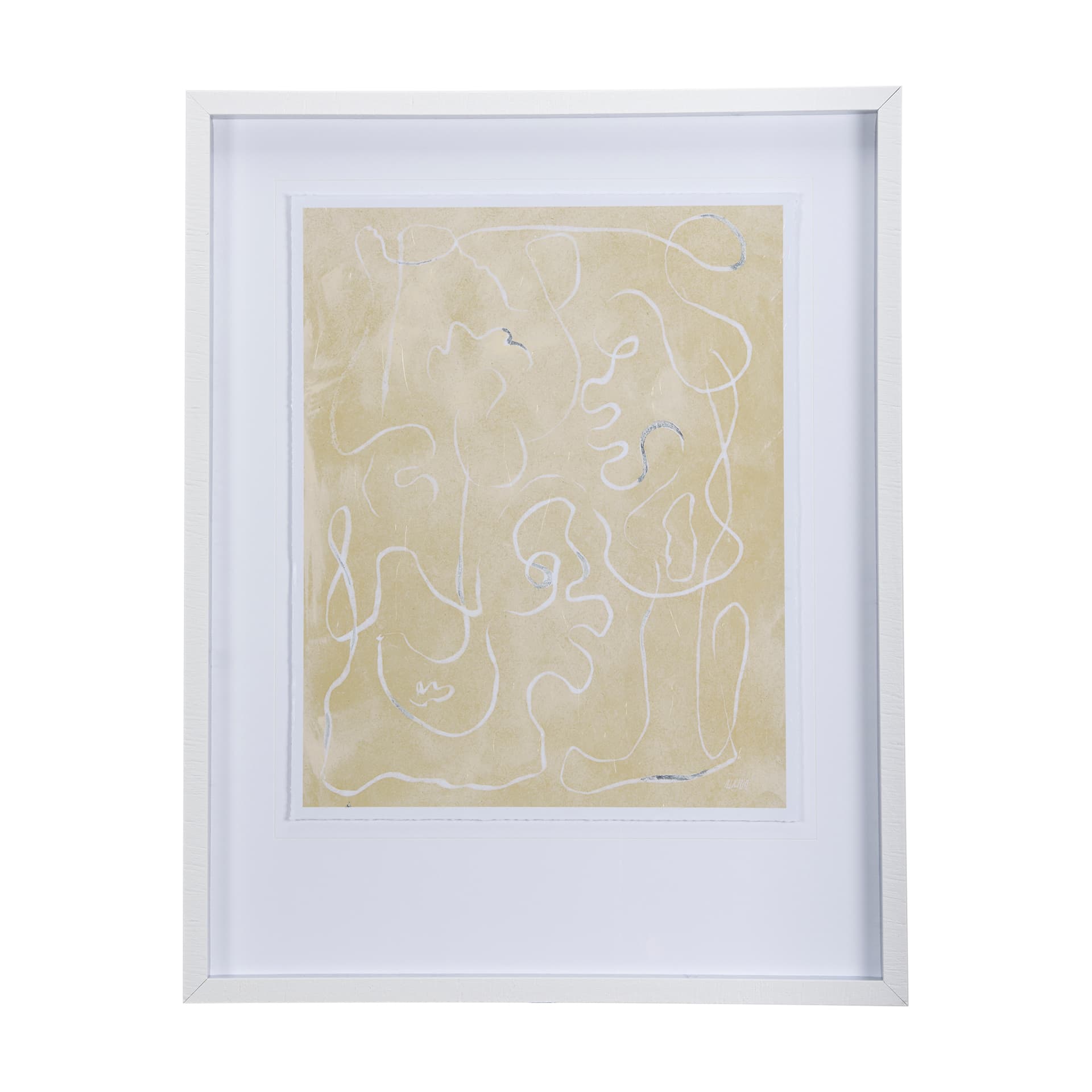 Thread Yellow I by Mercana Studio a Hand Embellished Textured Framed Art Print Matted under Glass — product photograph