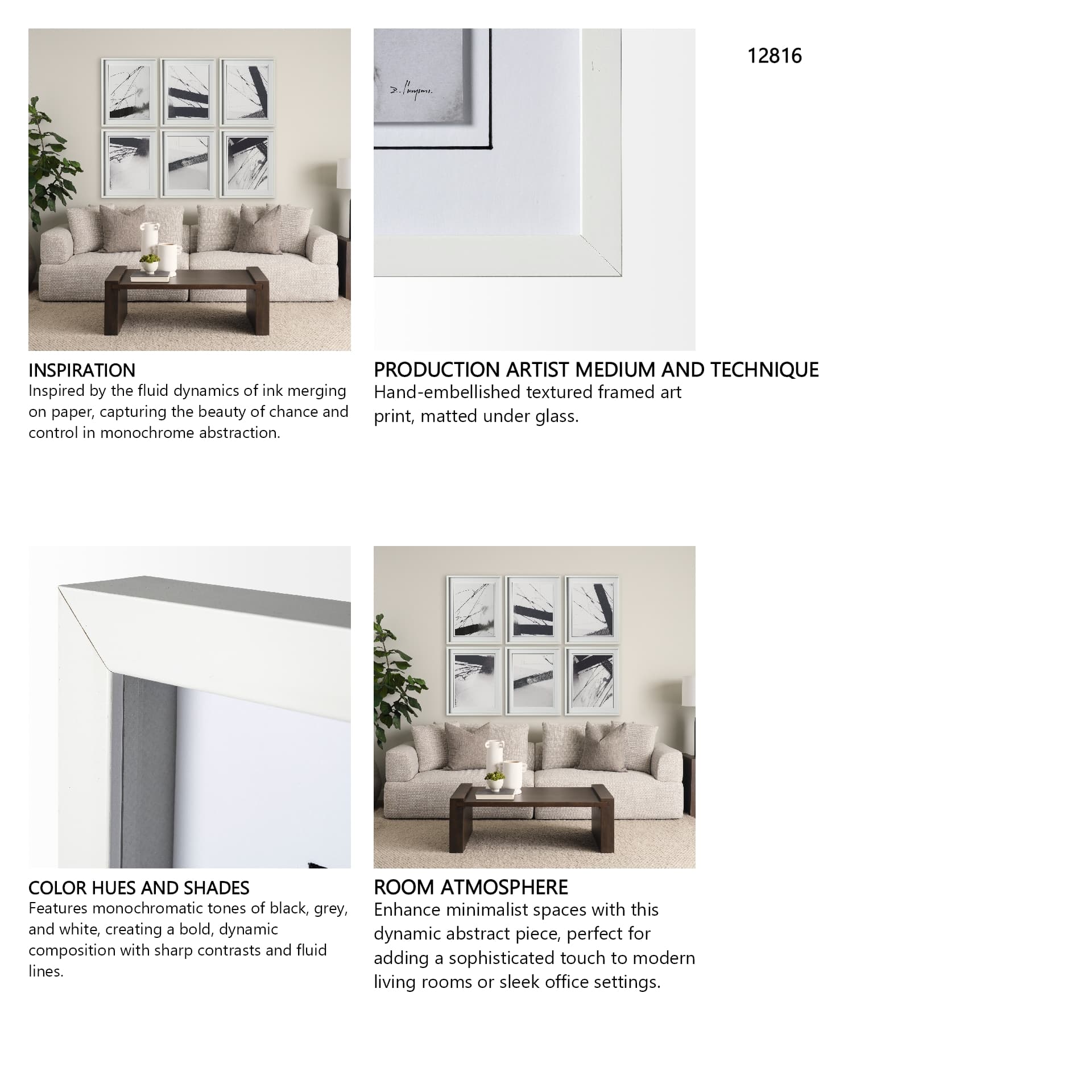 Directions VI by Mercana Studio a Hand Embellished Textured Framed Art Print Matted under Glass — in a styled room