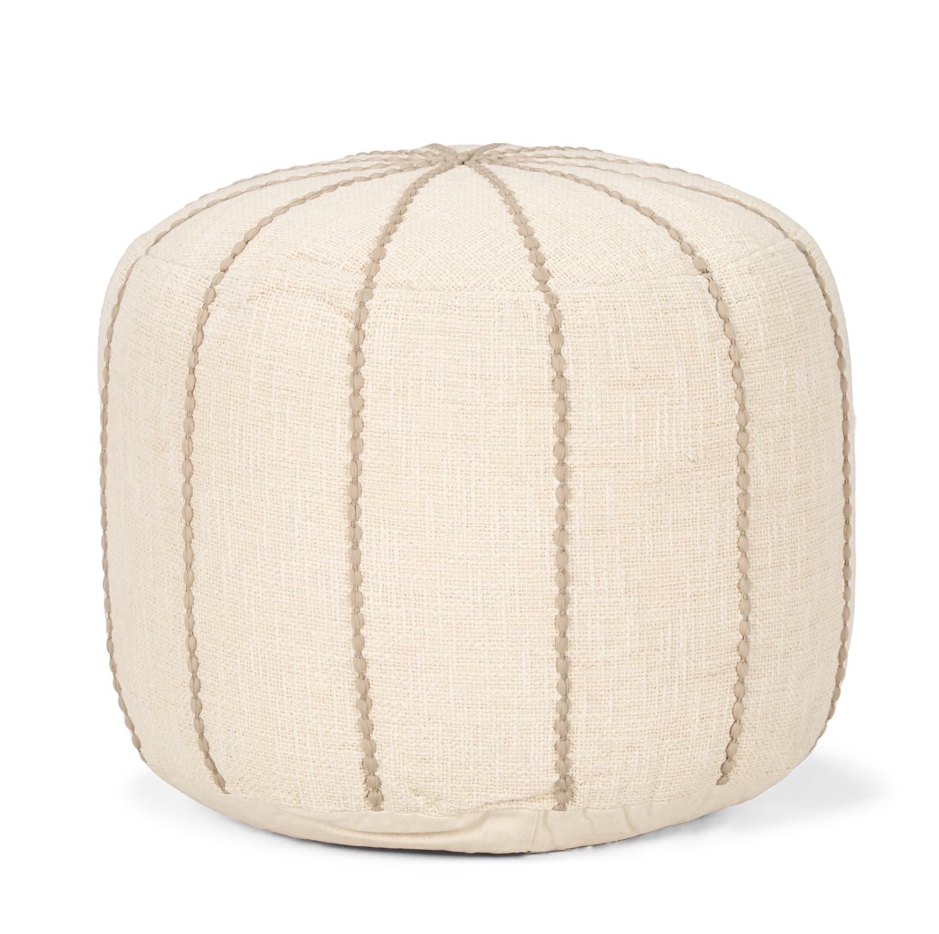 Sachi Beige w/ Stitching Pouf — product photograph