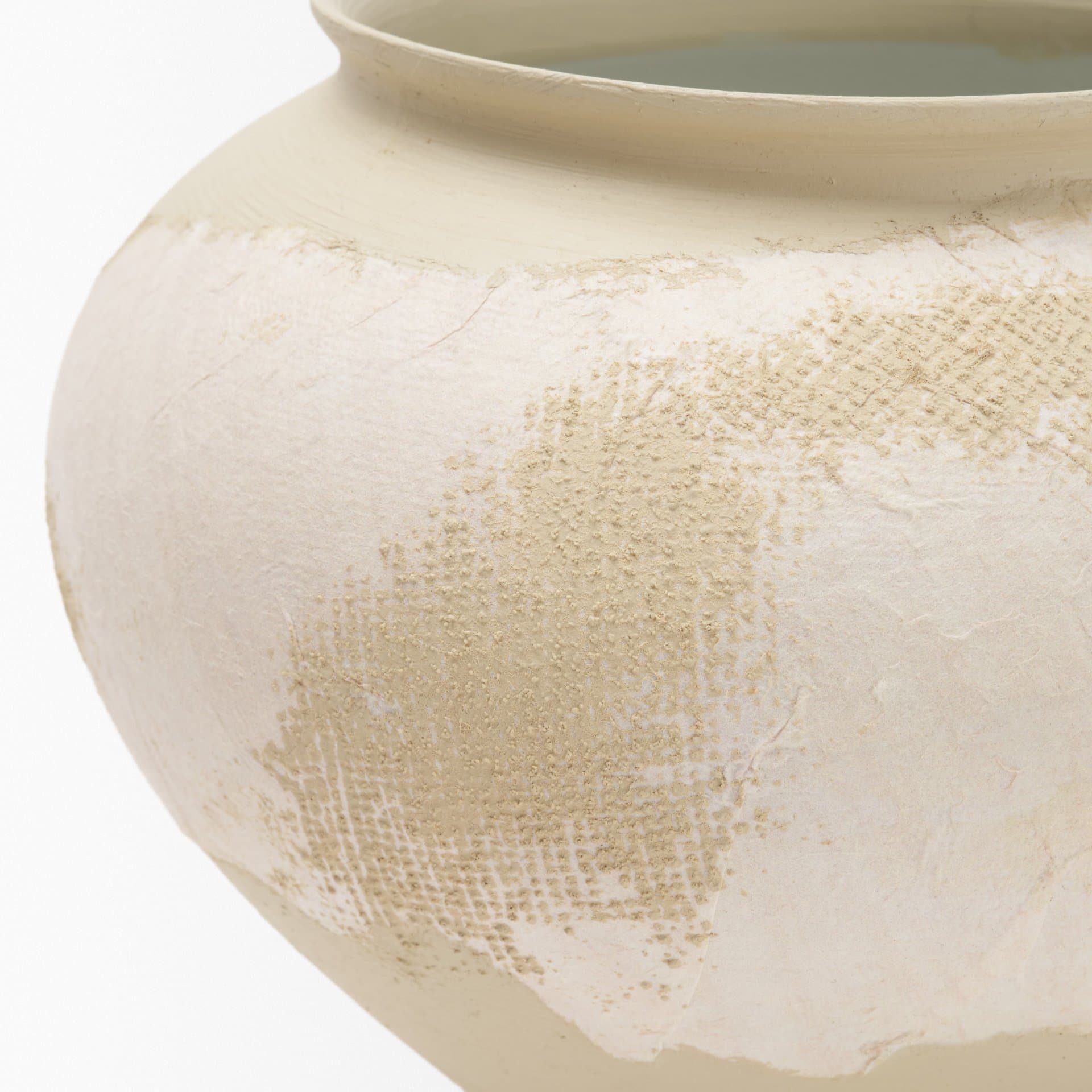 Velo Cream w/White Hand-Painted Terracotta Decorative Vase — product photograph