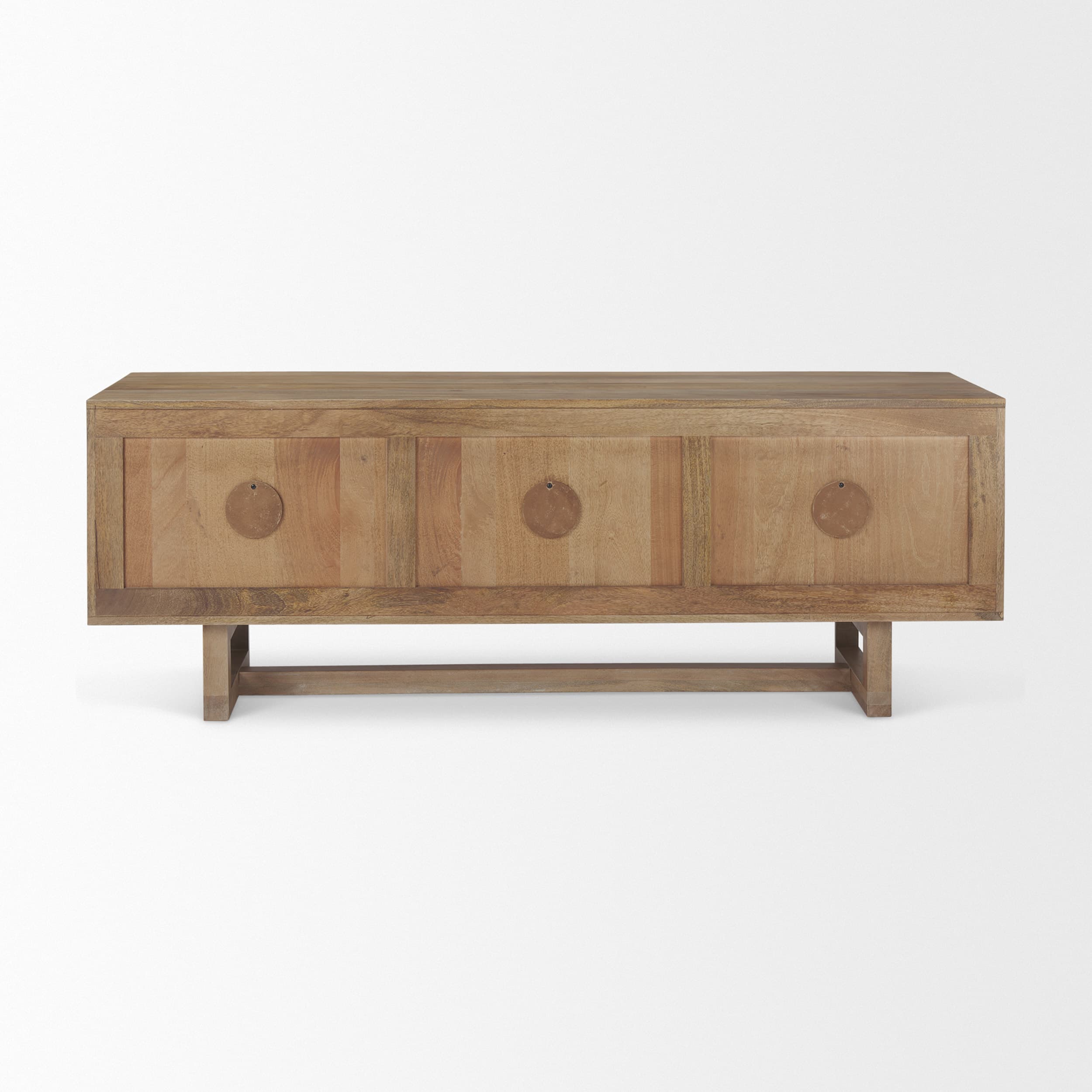 Grier 65" Light Brown Wood w/ Cane Media Console — product photograph