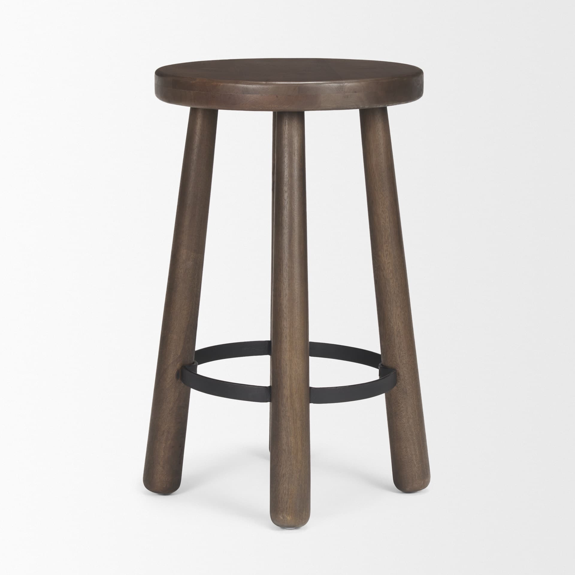 Weldon Backless 26in Seat Counter Stool | Dark Brown Wood w/ Metal — product photograph