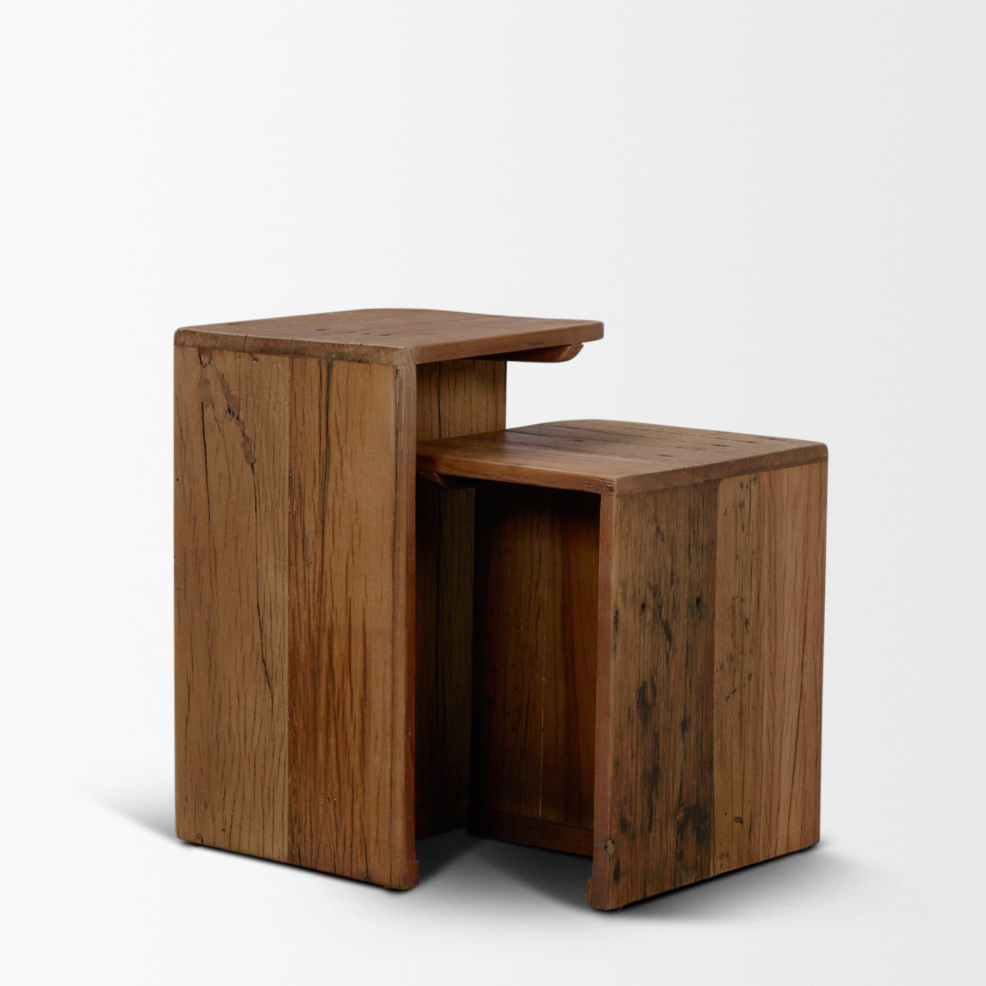 Lucan Mid-Dark Brown Reclaimed Wood Side Tables — product photograph