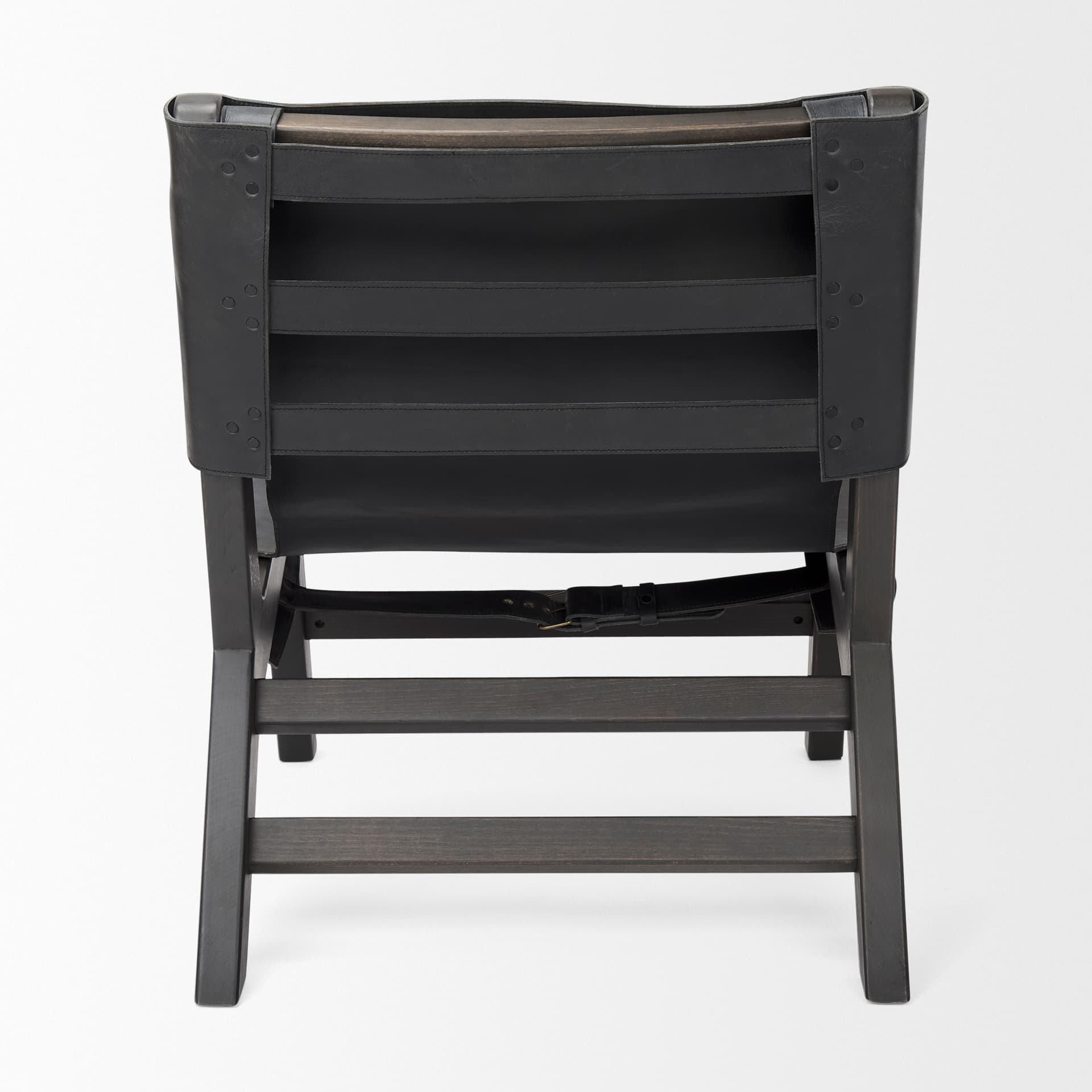 Elodie 24.4L x 33.9W x 30.7H Black Leather W/Black Stain Beech Wood Frame Accent Chair — product photograph