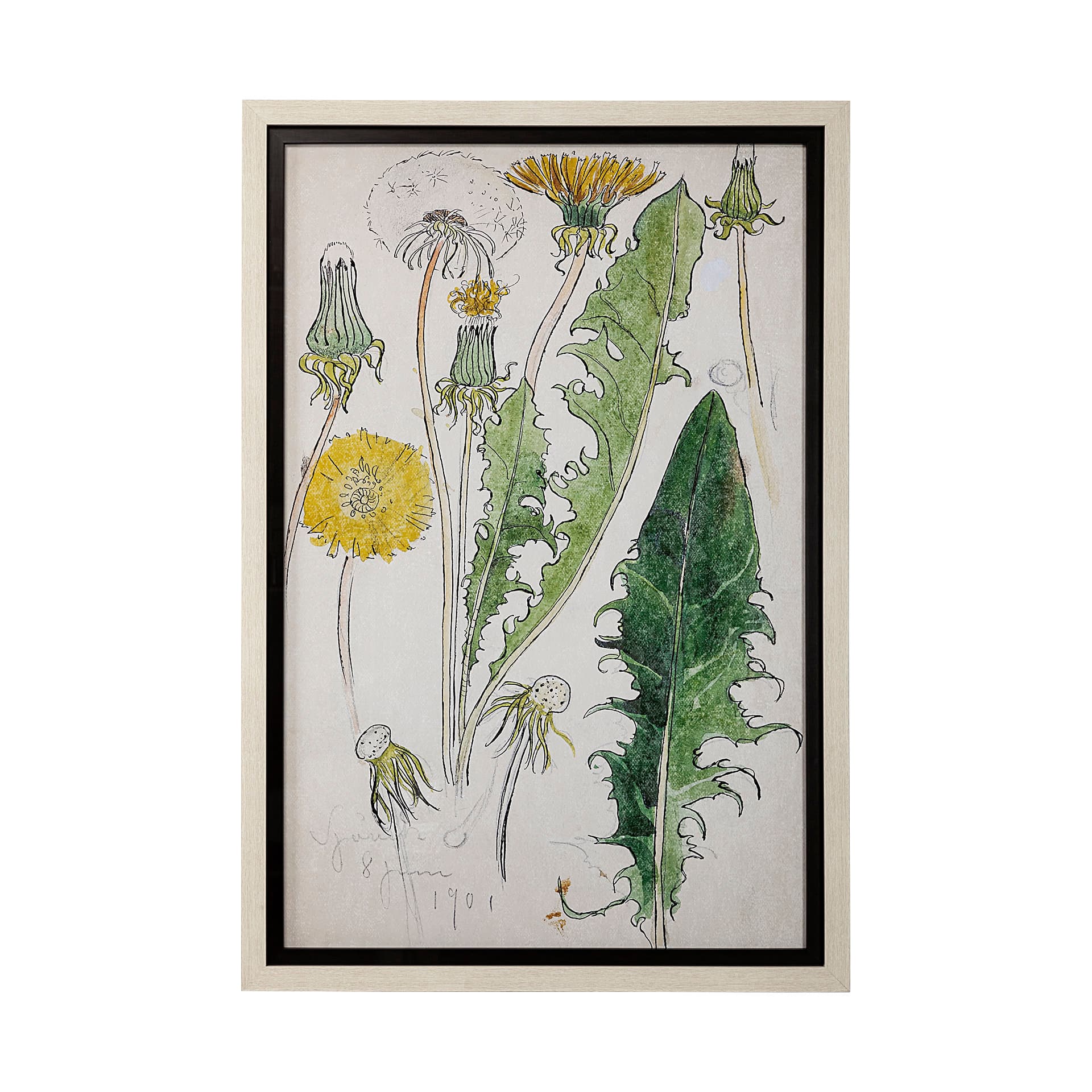 Maskros Akvarellmalning by John Bauer Hand Embellished Textured Framed Art Print Matted under Glass — product photograph