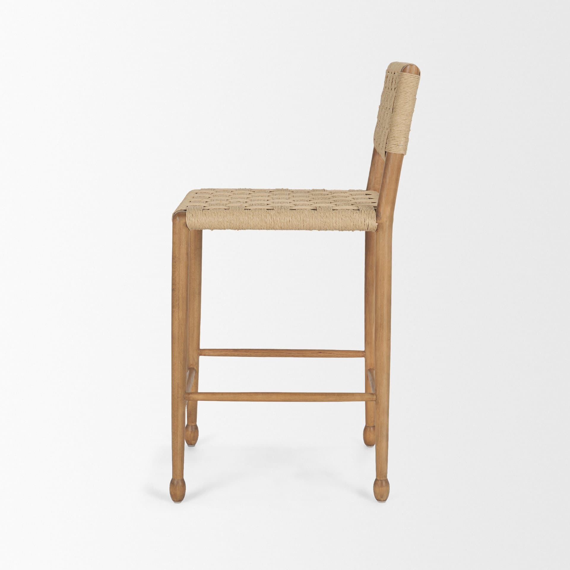 Brinley Backless 39in Seat Counter Stool | Paper Rope w/ Brown Wood — product photograph