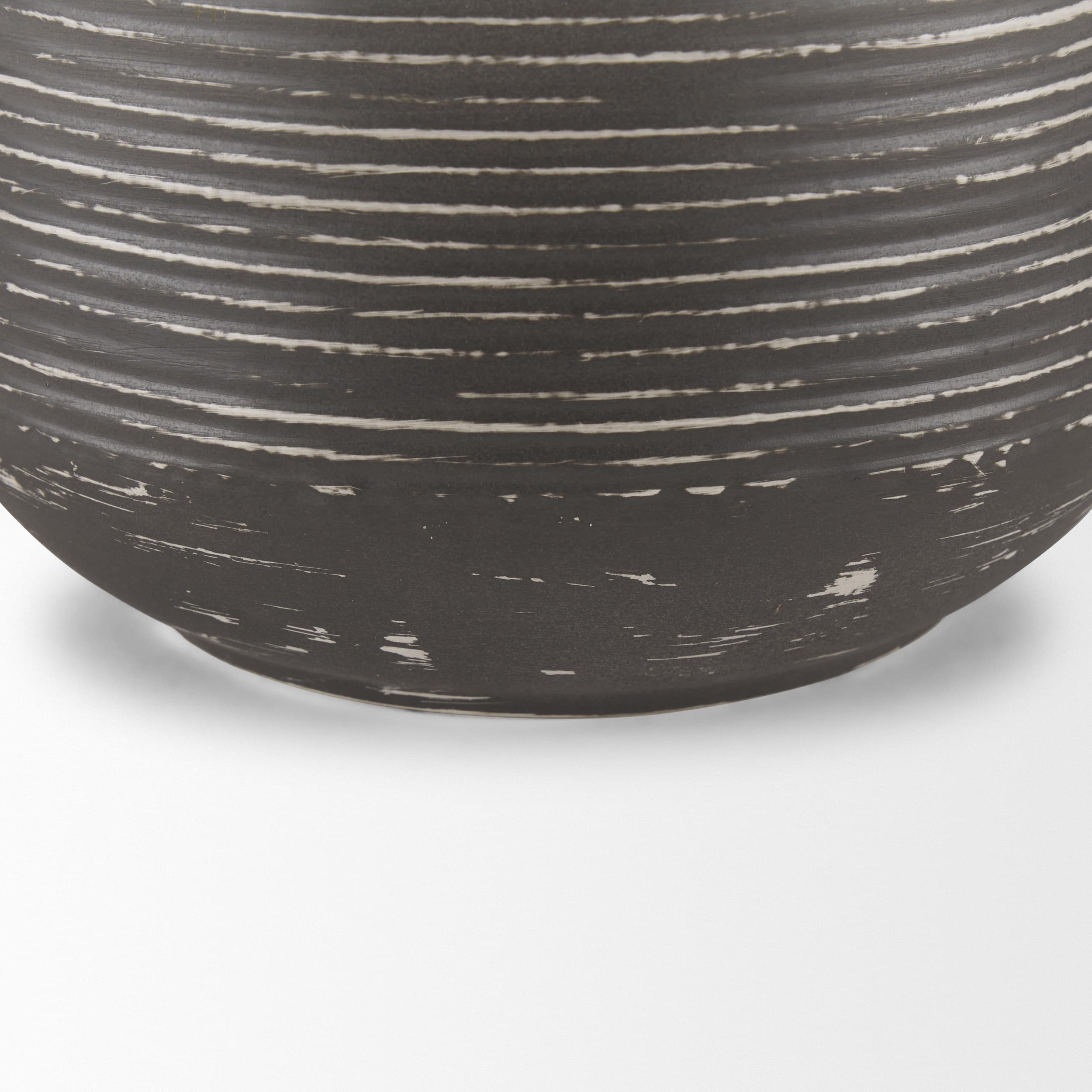 Toru Medium White w/ Grey Ombre Metal Vase — product photograph