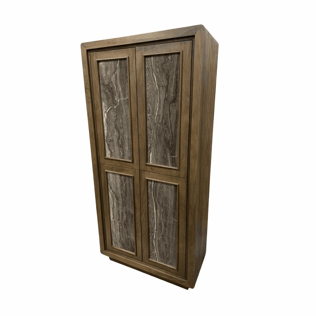 Valterra Dark Brown Wood w/ Cappuccino Marble 4 Door Tall Cabinet — product photograph