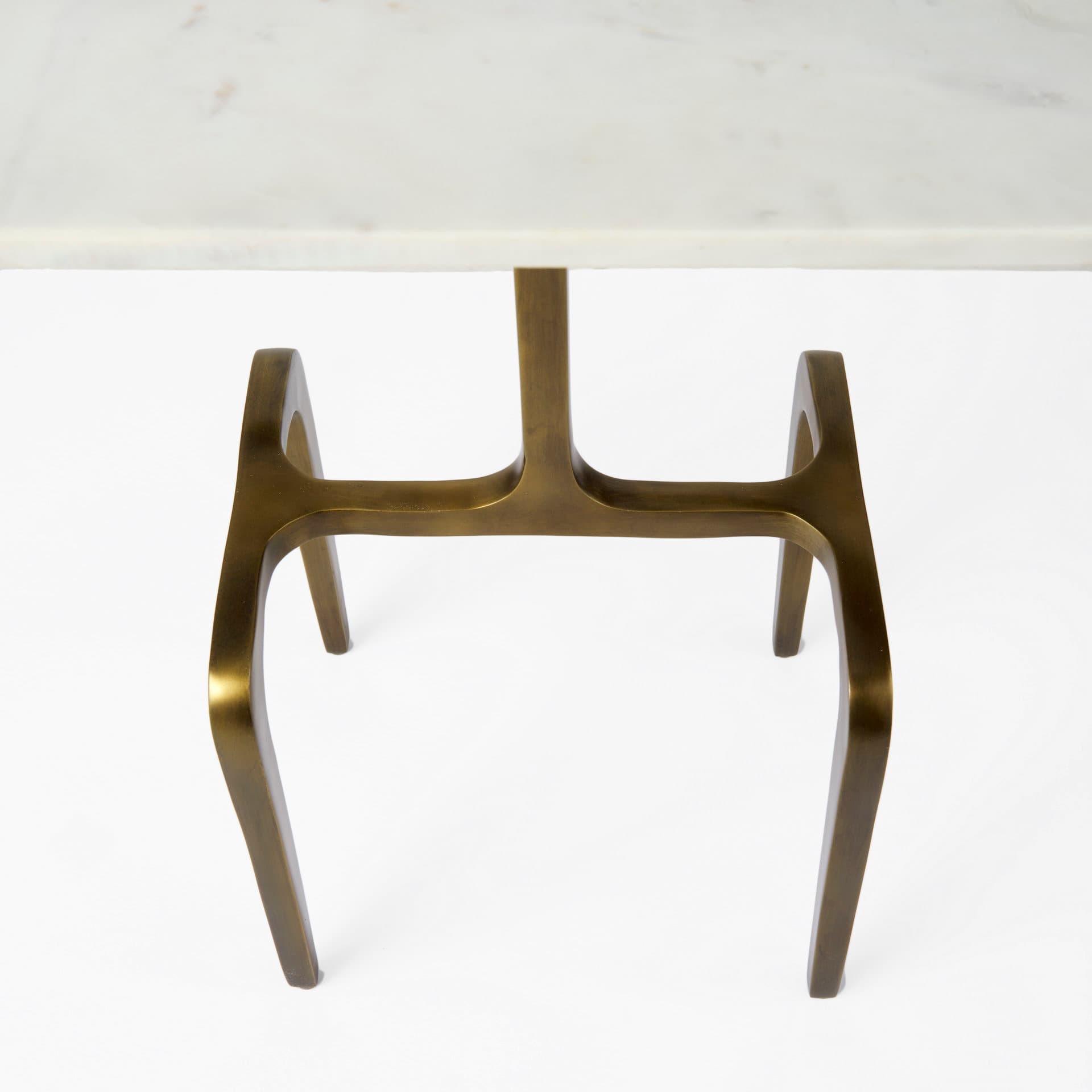 Preston 17.3L x 11.3W x 22.8H White Marble Top W/Gold Metal Accent Table — product photograph