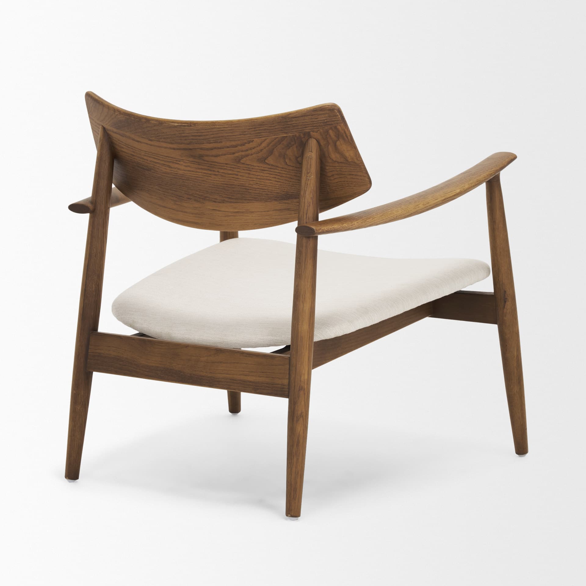 Haggen Medium Brown Oak Wood w/ Cream Fabric Accent Chair — product photograph