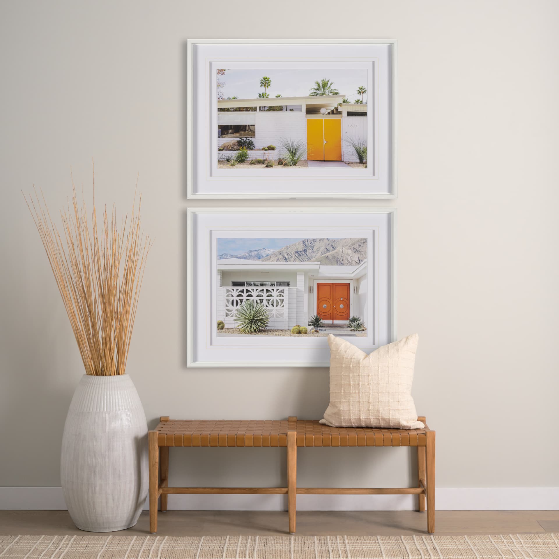 Palm Springs Villa by Irene Suchocki Hand Embellished Framed Photo Art Print Matted under Glass — in a styled room
