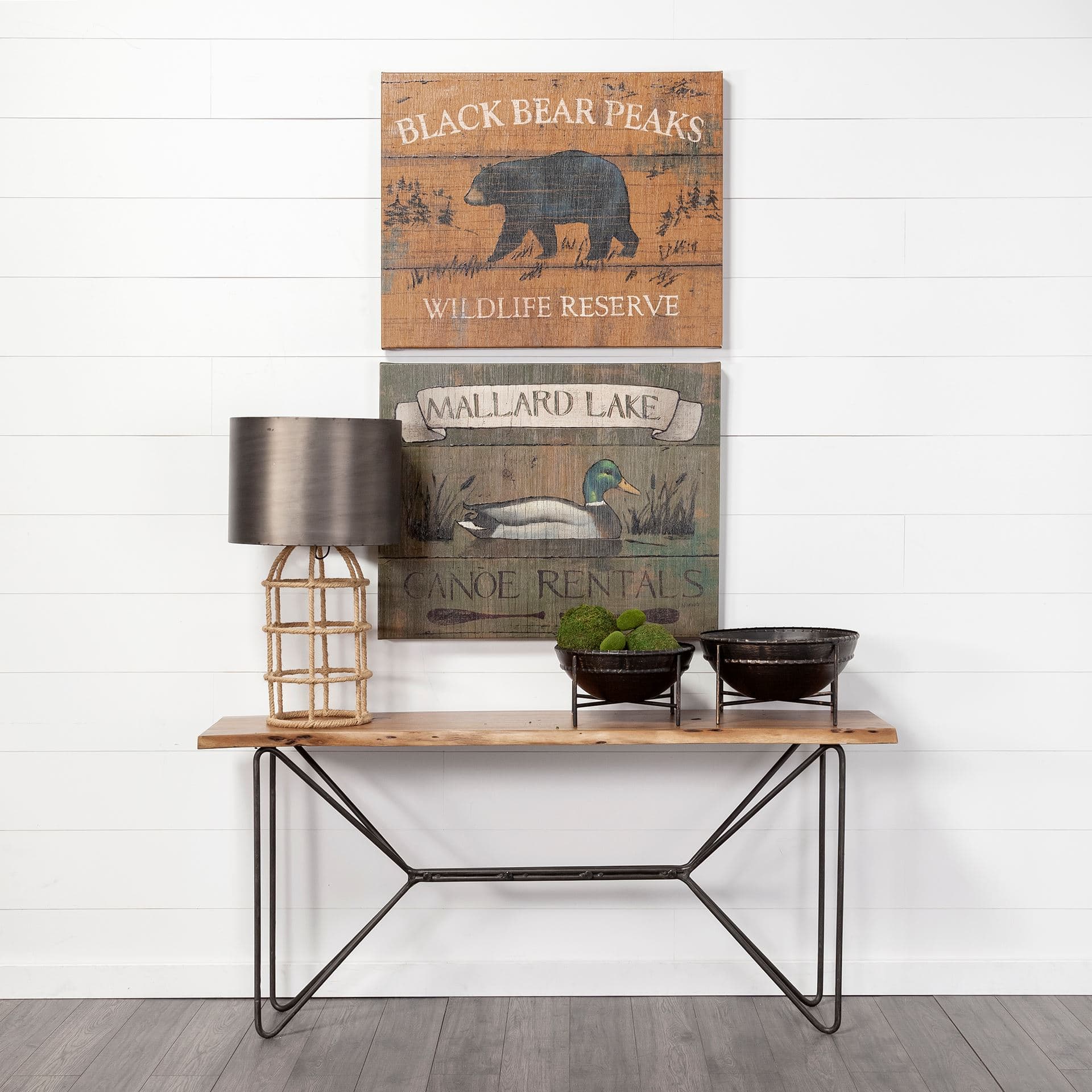 Cauldron (Set of 2) Brown Metal Bowls — in a styled room