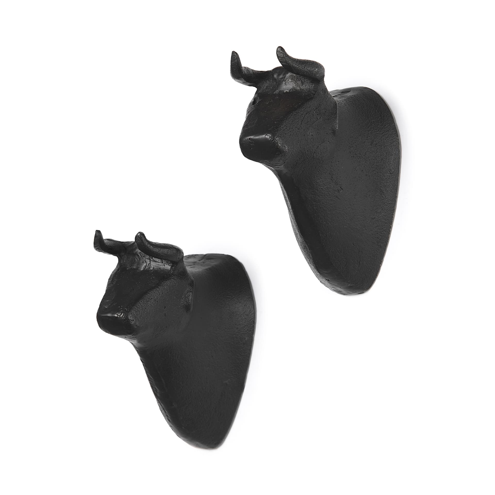 Taurus IV (Set of 2) Black Cast Aluminum Bull Wall Decor — product photograph