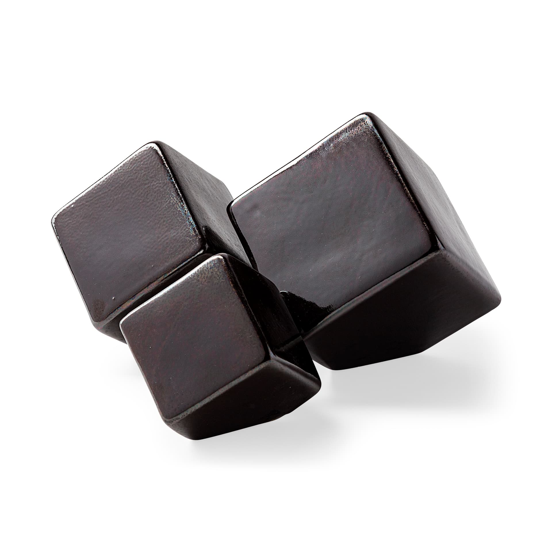 Mayweather (Set of 3) Black Geometric Ceramic Cubes — product photograph