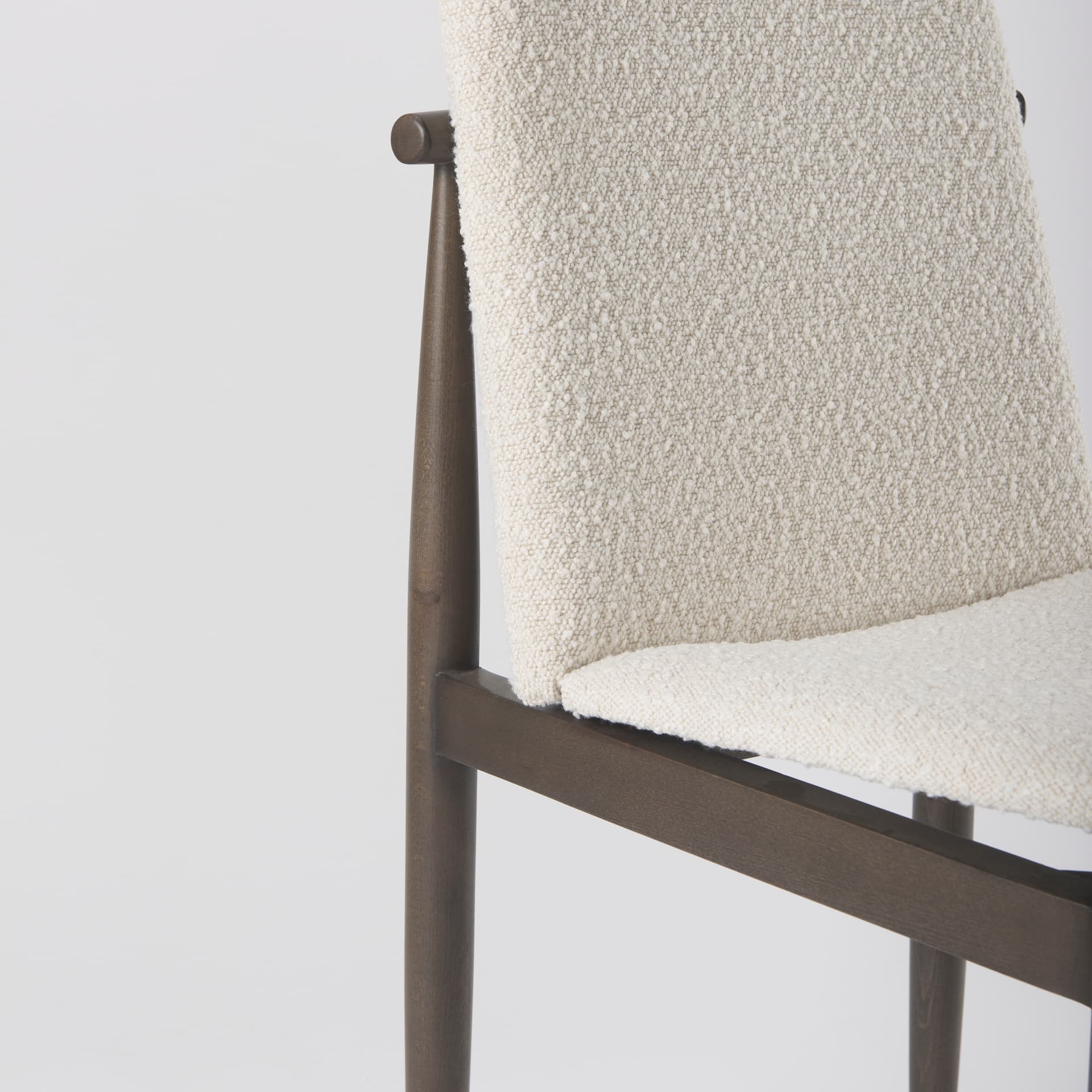 Cavett Curved Back Dining Side Chair | Cream Boucle w/ Dark Wood — product photograph