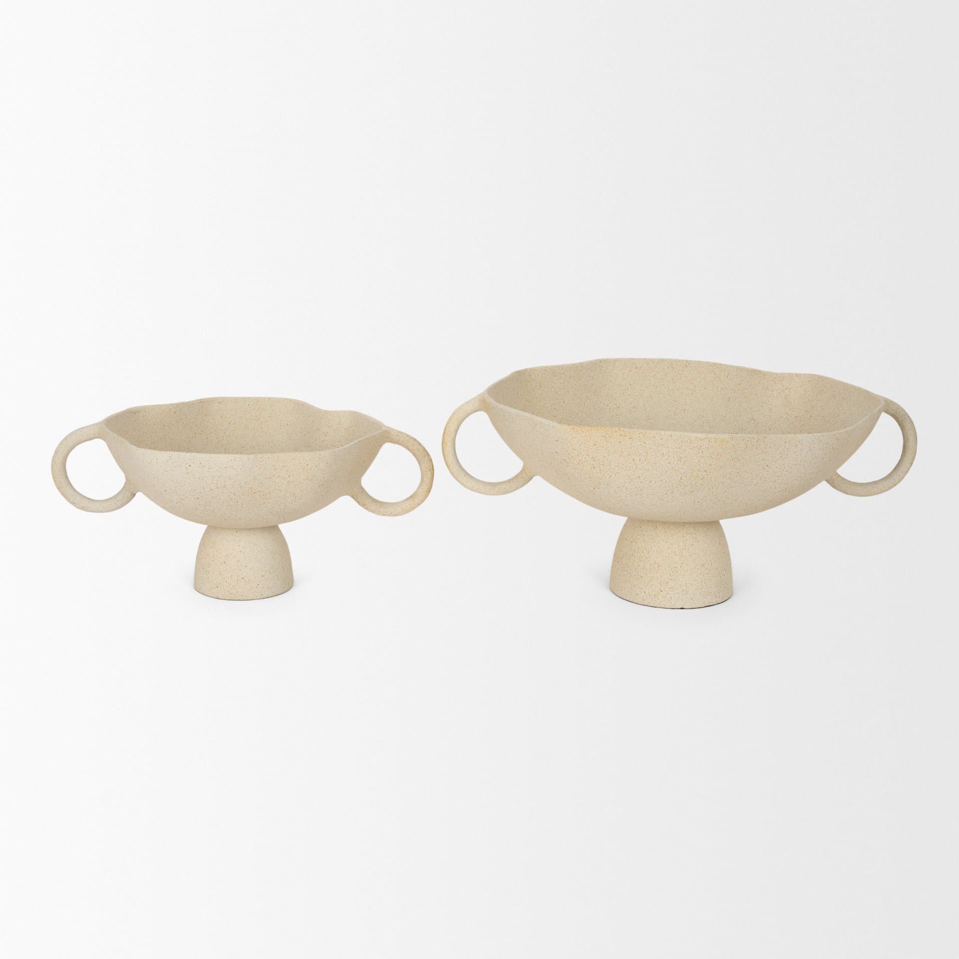 Radka Beige Textured Large Metal Decorative Bowl — product photograph
