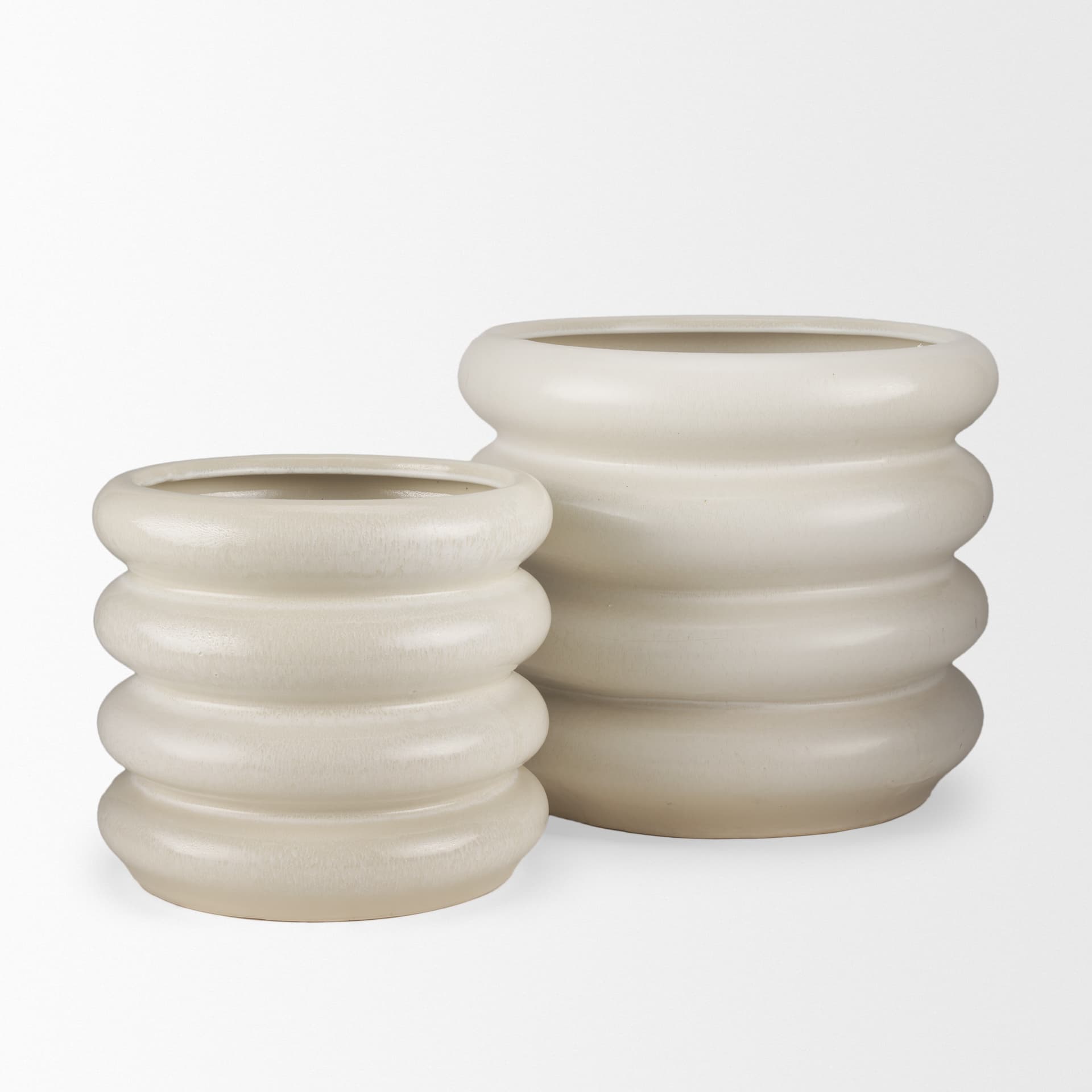 Twyla Tall Cream Glazed Floor Ceramic Vase — product photograph