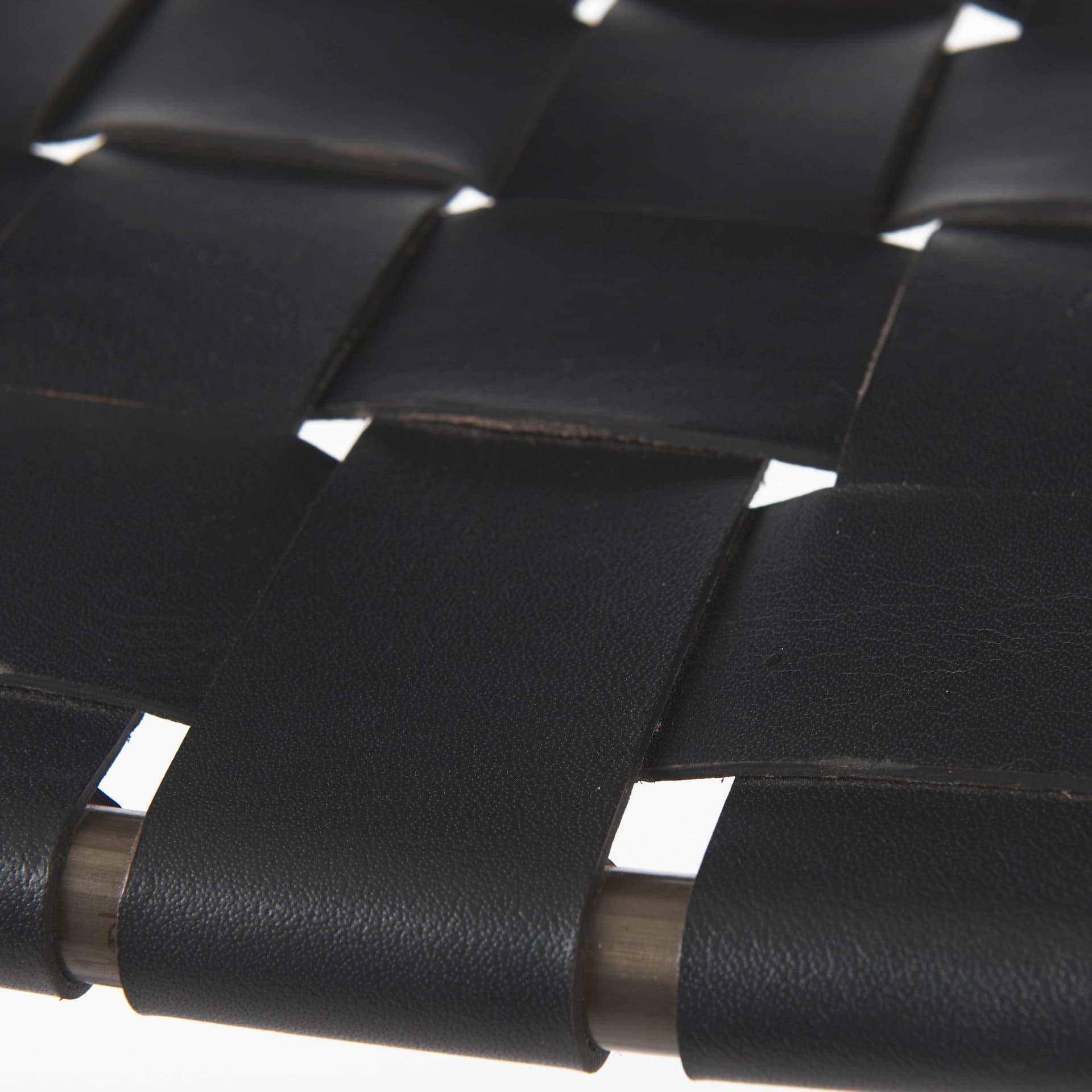 Clarissa Backless 26.25in Seat Counter Stool | Black Leather w/ Metal — product photograph