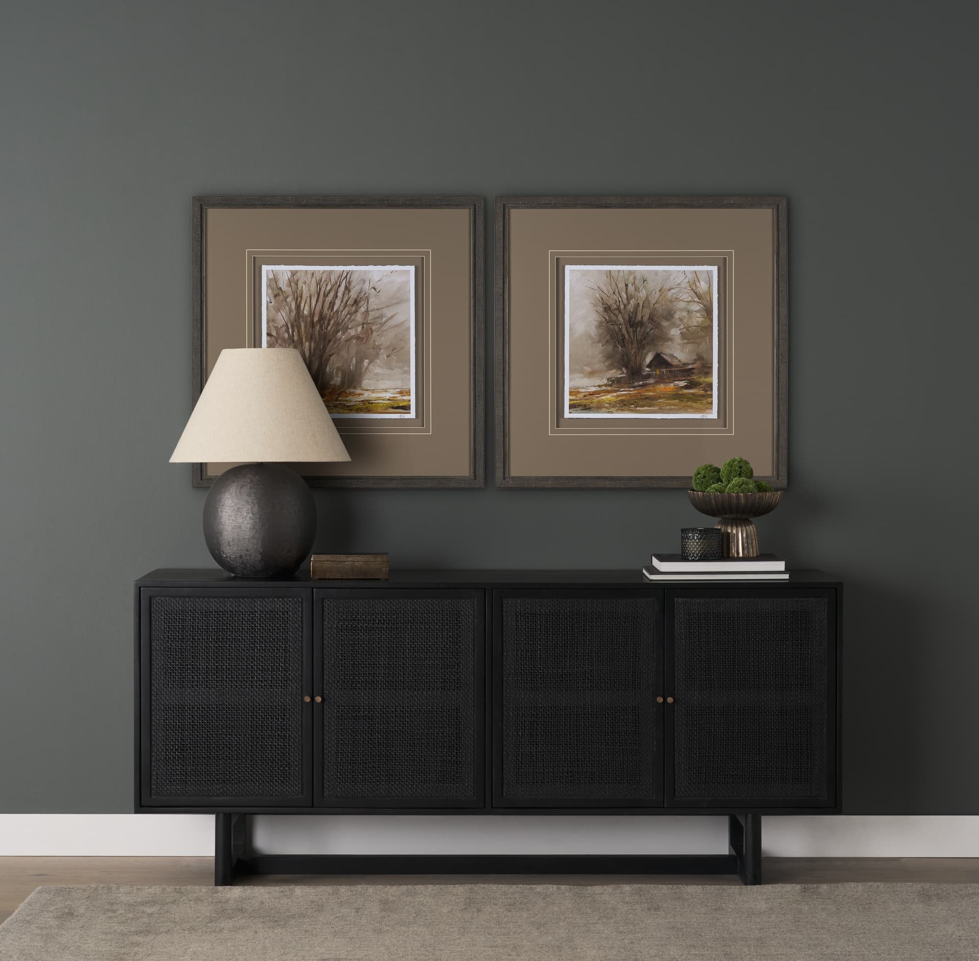 Autumn in the Village I by Mercana Studio Textured Framed Artwork Matted under Glass — in a styled room