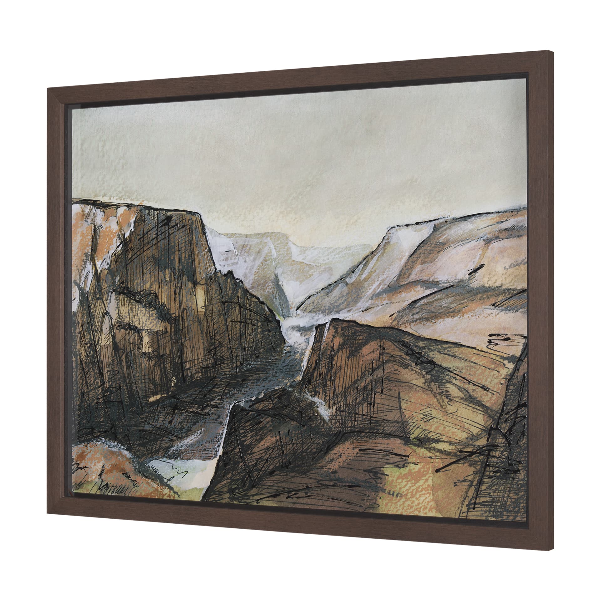Canyon View by Mercana Studio a Hand Embellished Textured Framed Art Print Matted under Glass — product photograph