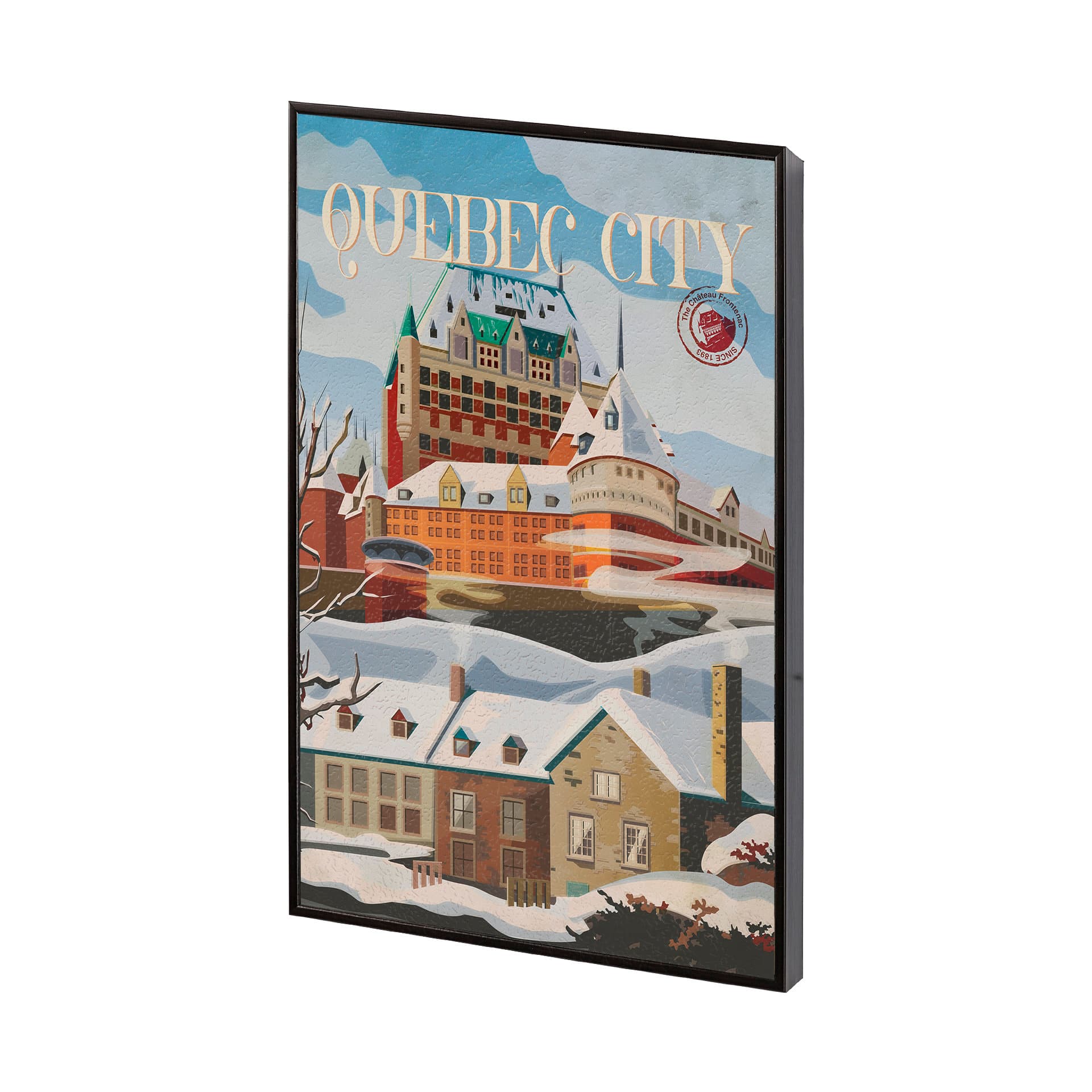Quebec City Go Canada (SM) by Mercana Studio a Hand Embellished Decograph Framed Art Print — product photograph