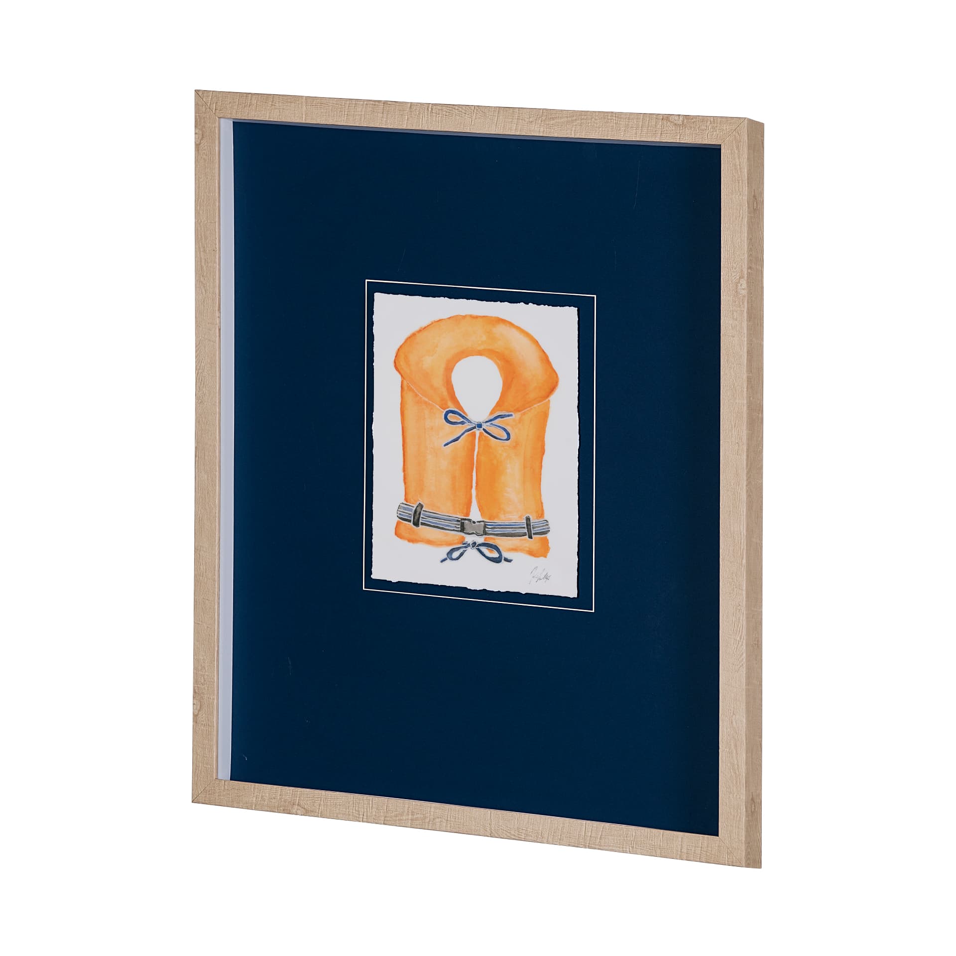 Lifejacket II by Mercana Studio a Hand Embellished Textured Framed Art Print Matted under Glass — product photograph