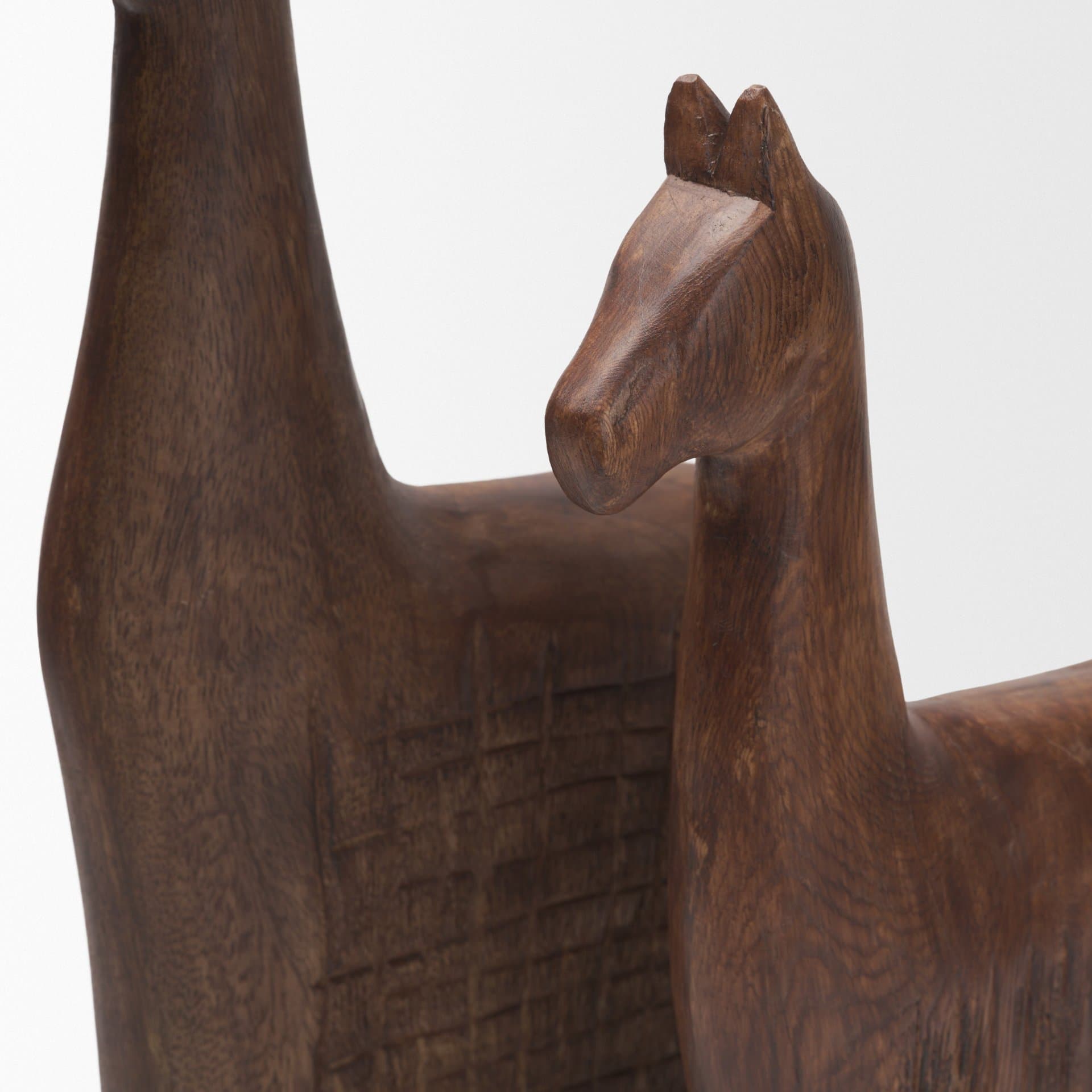 Farasi Medium Brown Wood Carved Horse Object (Set of 2) — product photograph