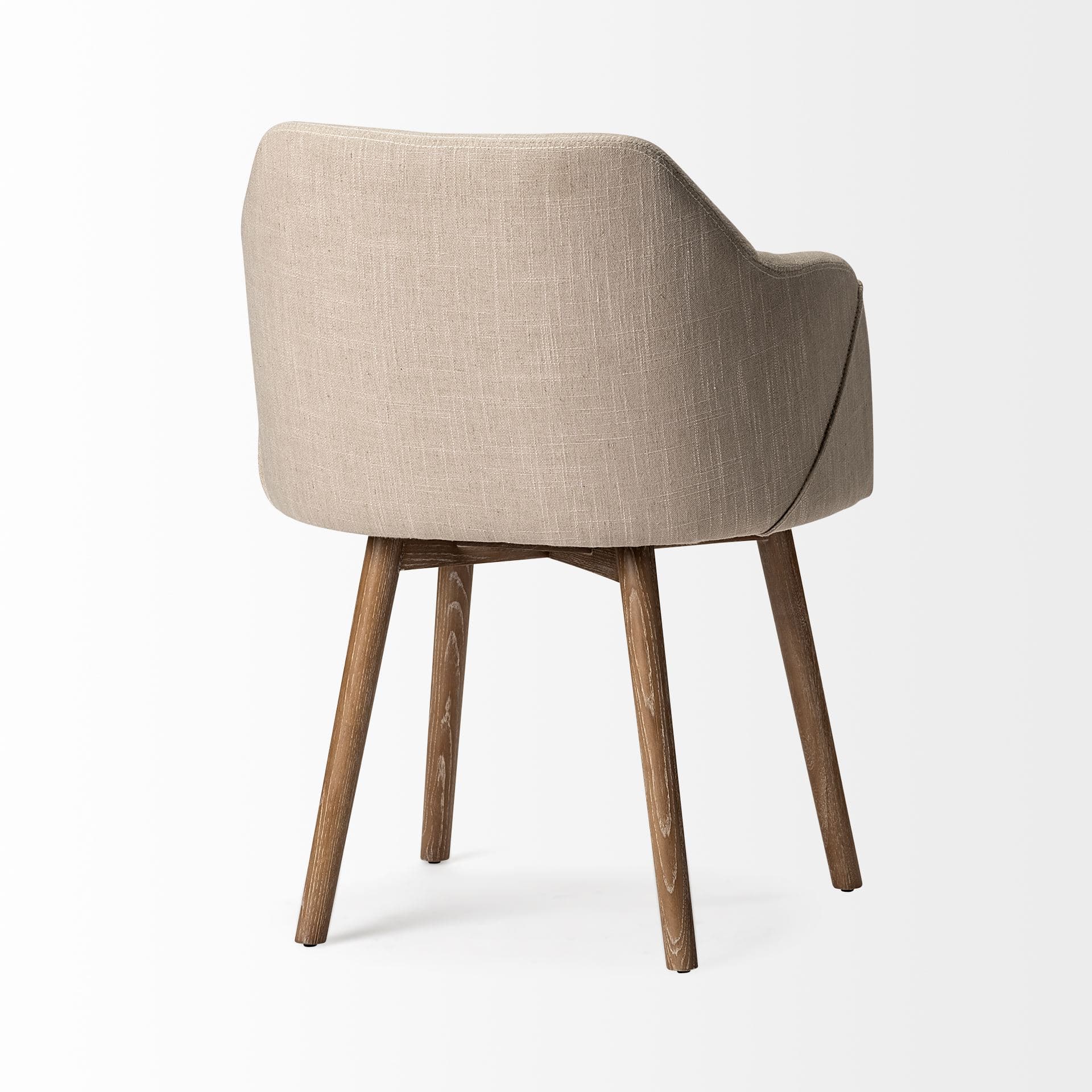 Ronald Curved Back Dining Side Chair | Cream Fabric w/ Brown Wood — product photograph