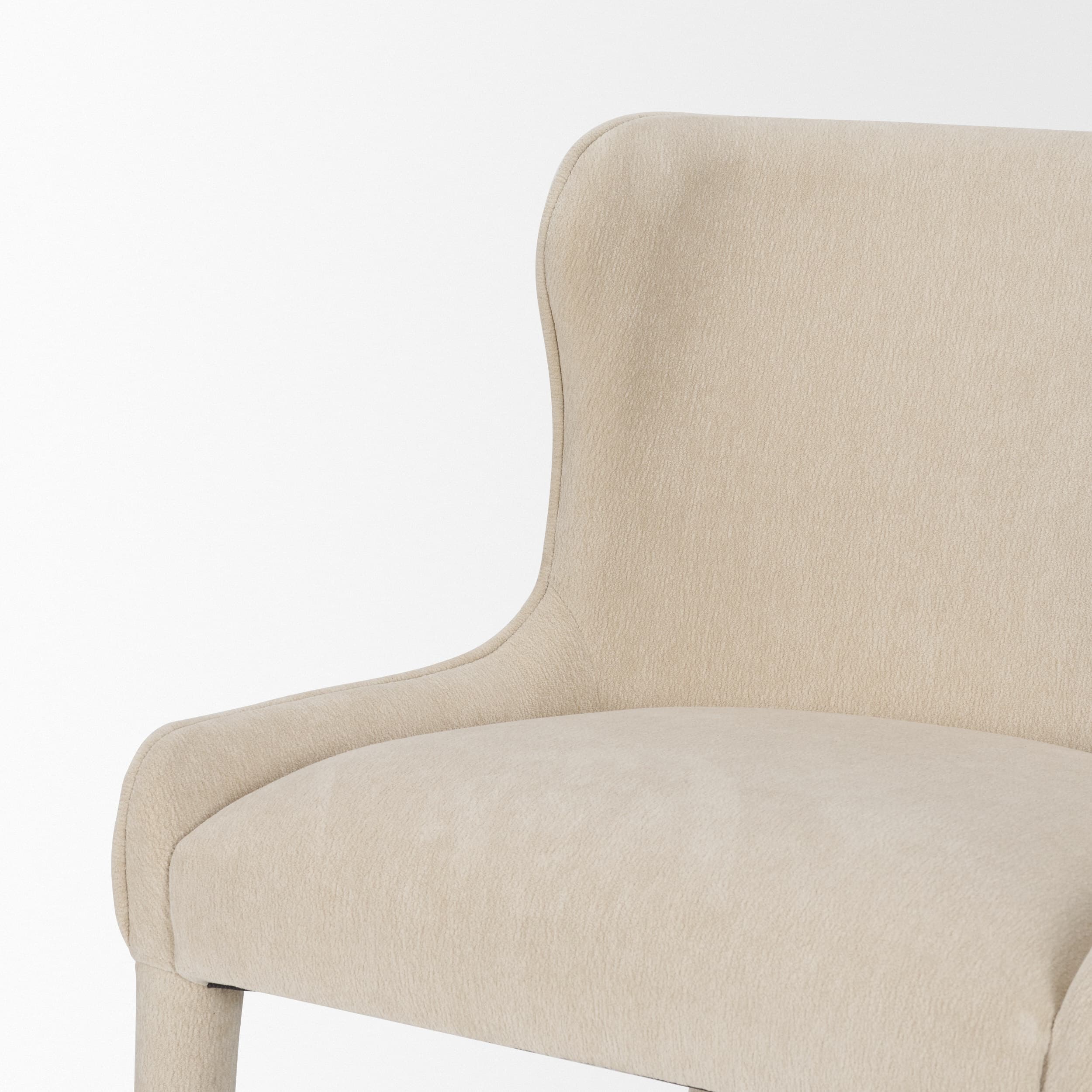 Nolan Wingback Dining Side Chair | Cream Chenille w/ Tapered Wood — product photograph