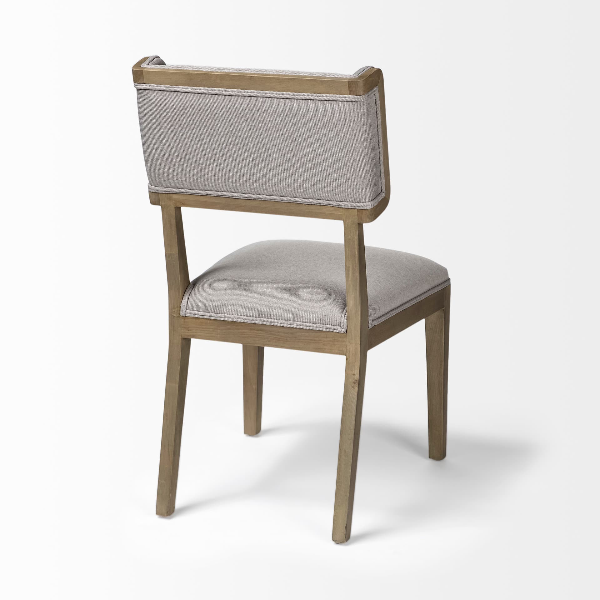 Tenton Open Back Dining Side Chair | Grey Fabric w/ Brown Wooden — product photograph