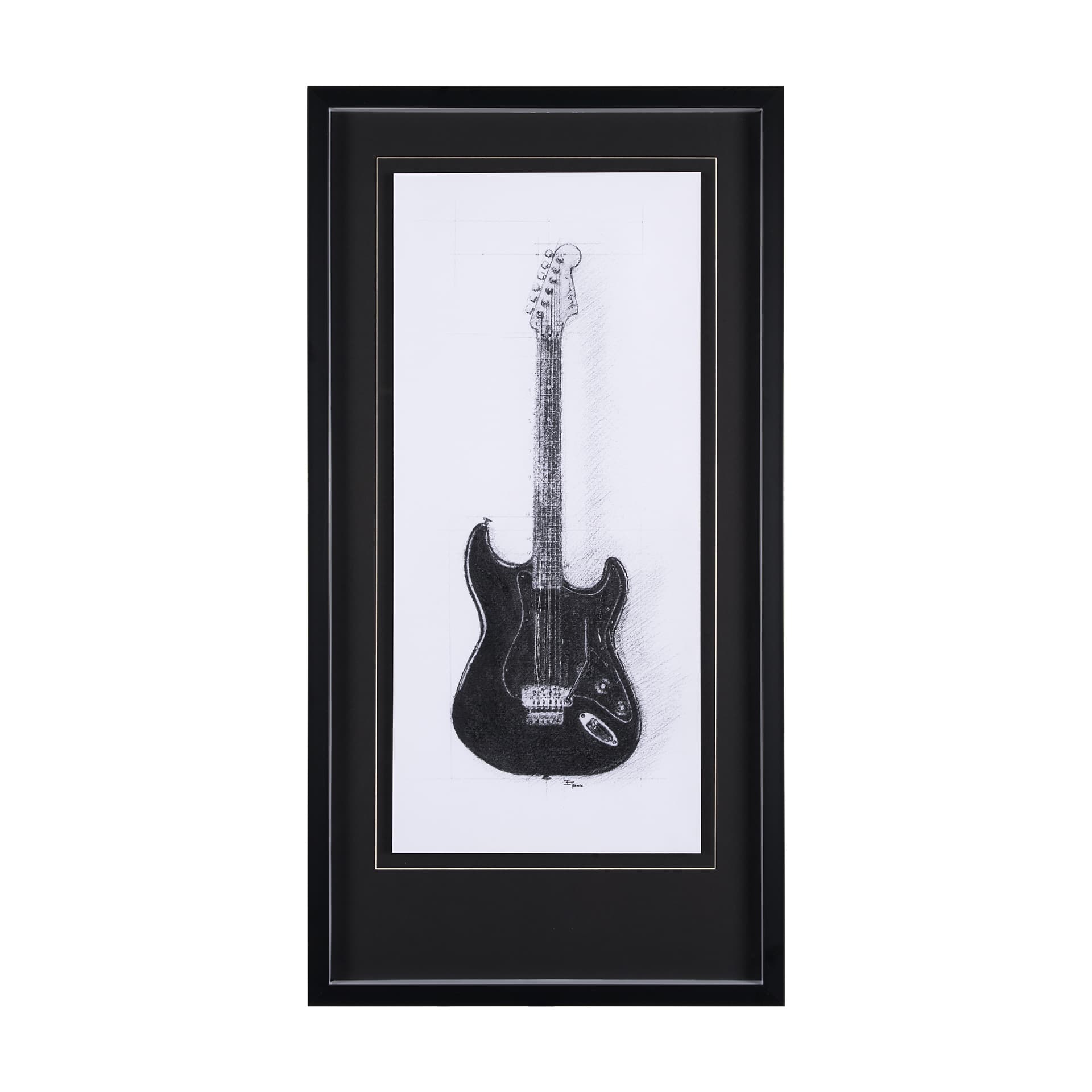 Guitar I by Mercana Studio a Hand Embellished Textured Framed Art Print Matted under Glass — product photograph