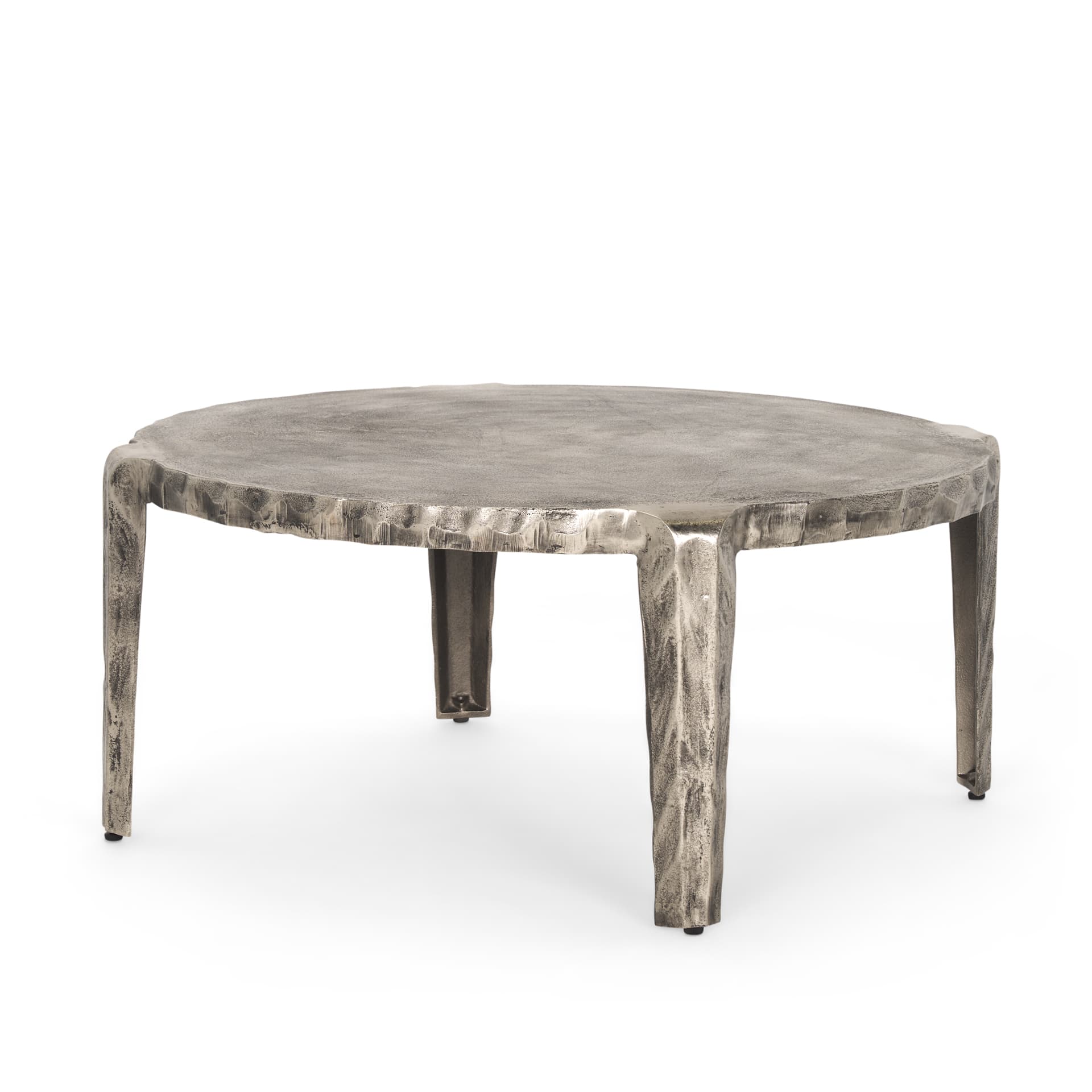 Randy Silver Nickel Cast Aluminum Metal Coffee Table — product photograph