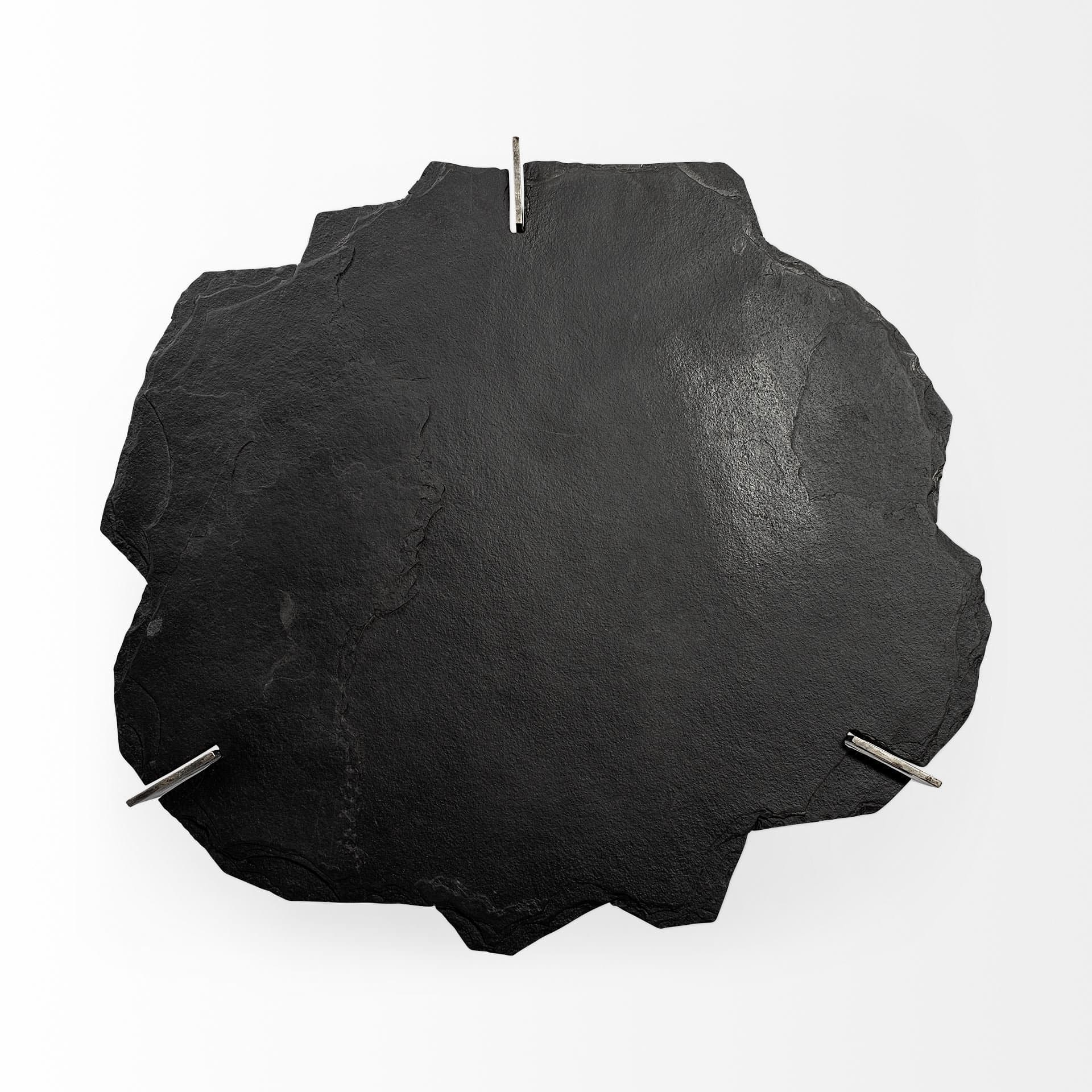 Shale 37" Irregular Live-Edge Black Slate w/Flat Iron Base Coffee Table — product photograph