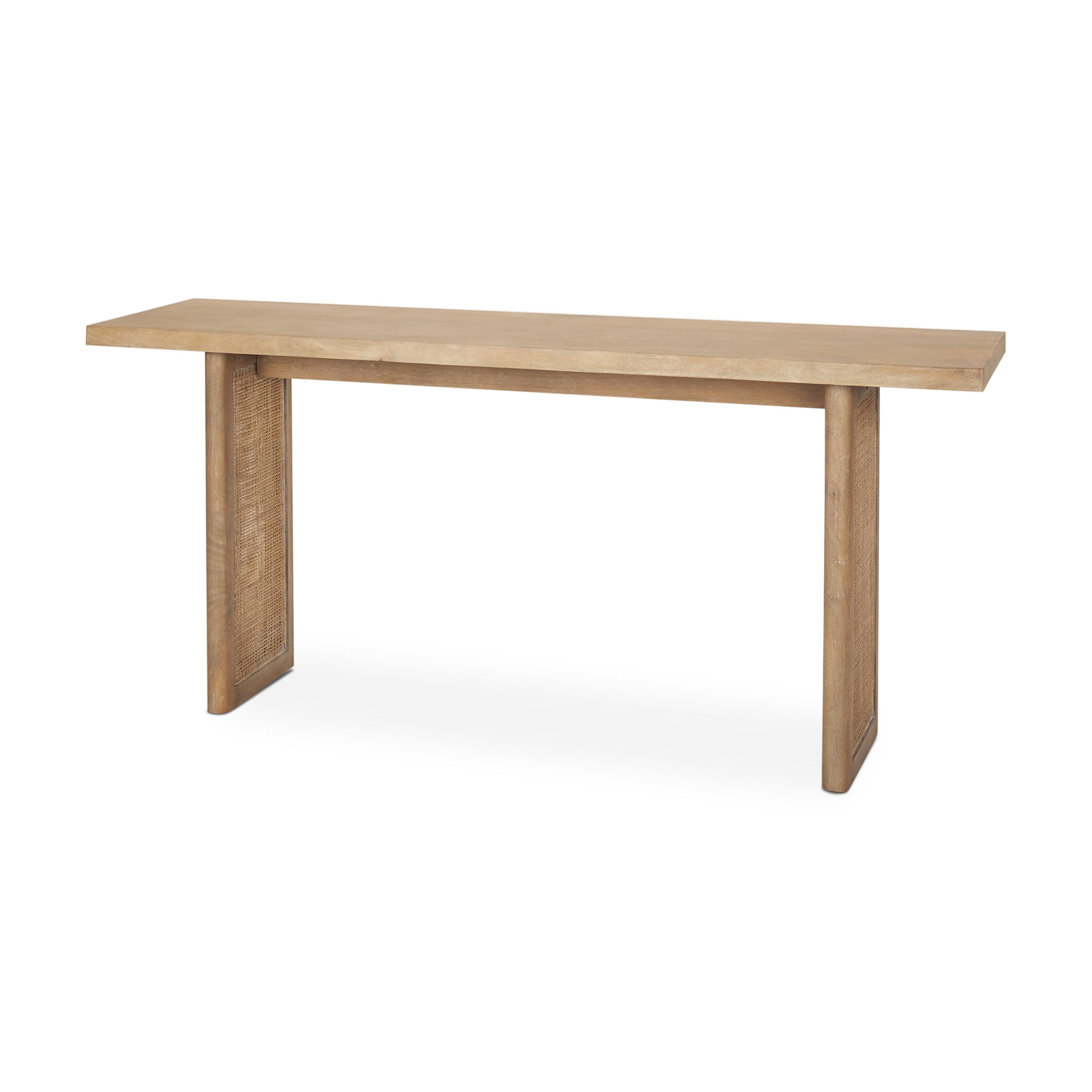 Grier 65" Light Brown Solid Wood w/ Cane Console Table — product photograph