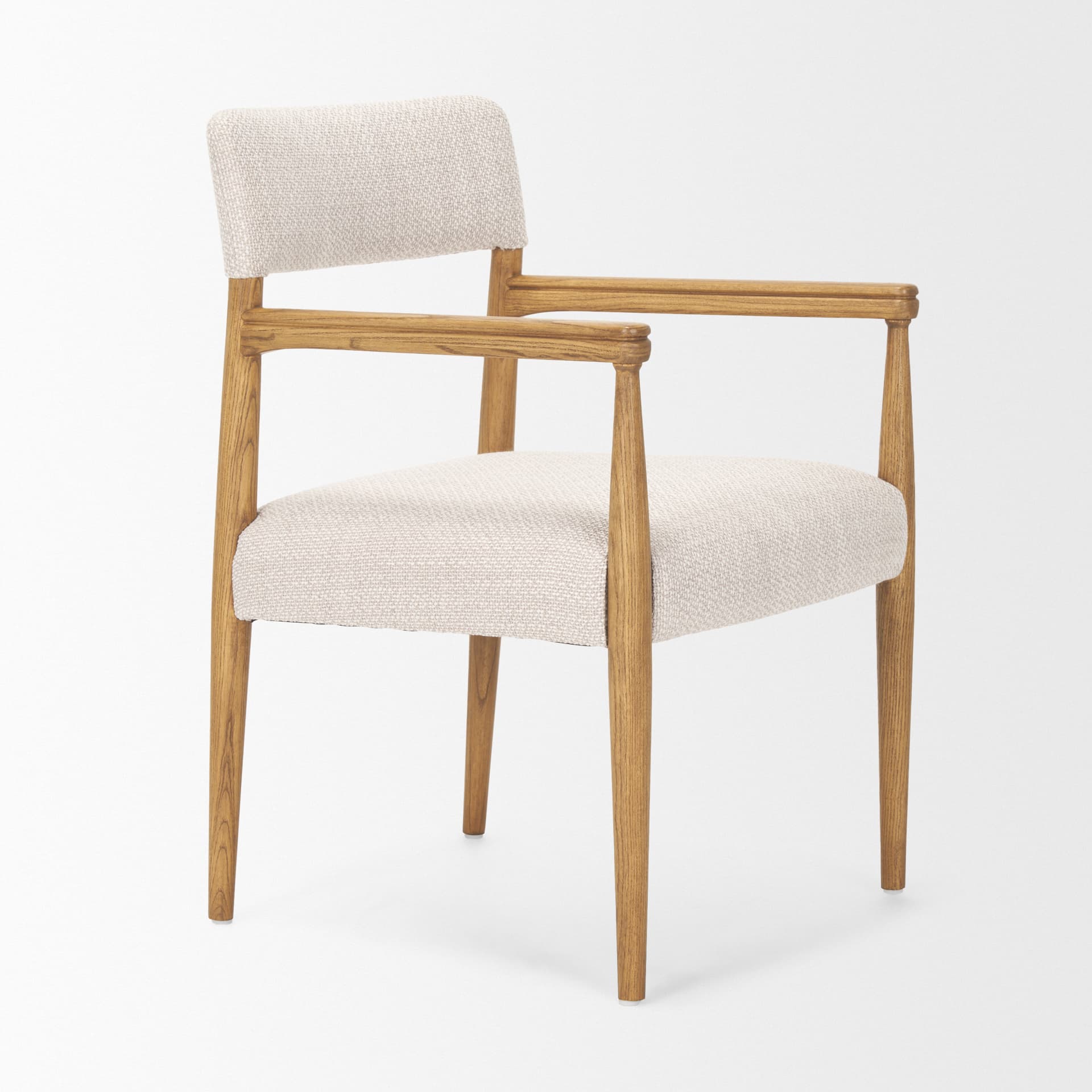 Toni Curved Back Dining Side Chair | Cream Fabric w/ Light Brown Wood — product photograph