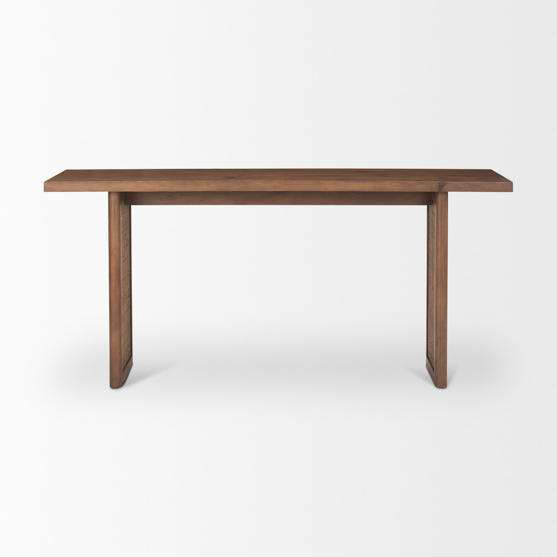 Grier 65" Medium Brown Solid Wood w/ Cane Console Table — product photograph