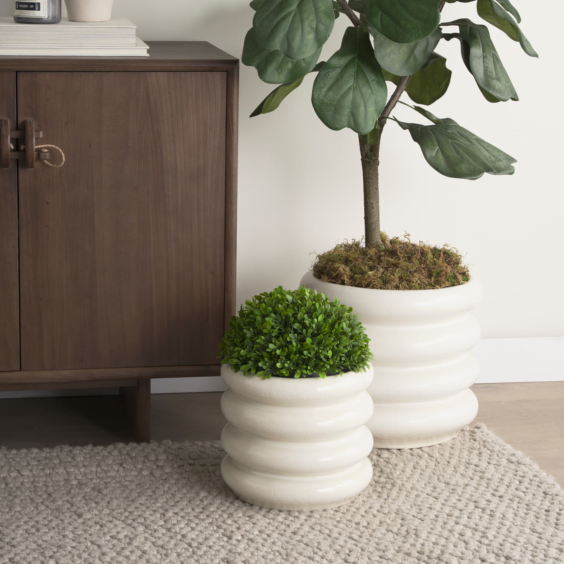 Twyla Short Cream Glazed Floor Vase — product photograph