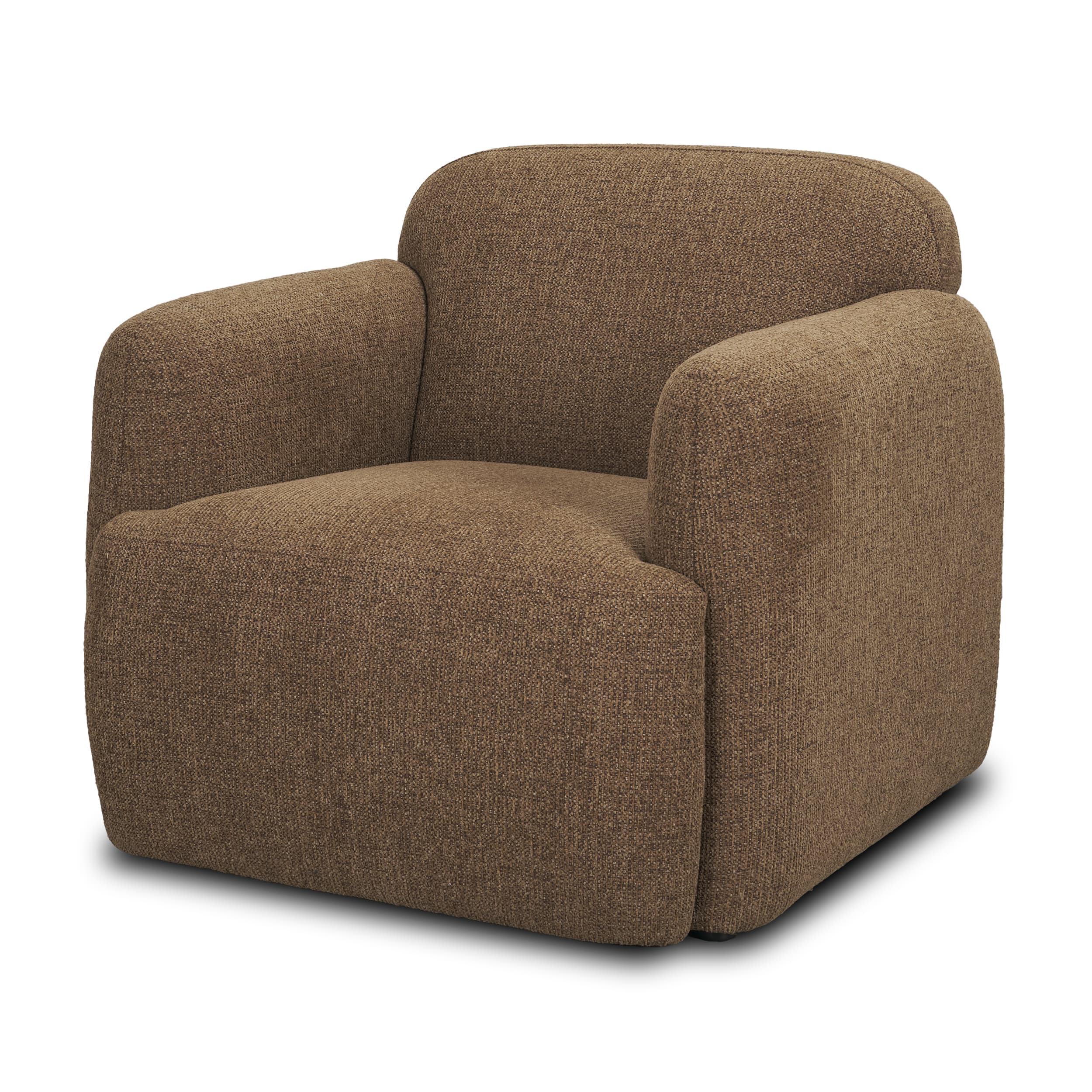 Saga Textured Brown Plush Fabric Upholstered Chair — product photograph