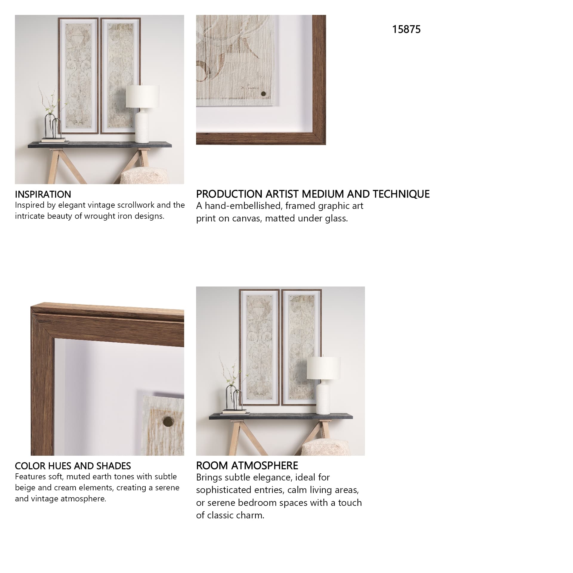 Panel Etching II by Mercana Studio a Hand Embellished Framed Art Print under Glass — in a styled room