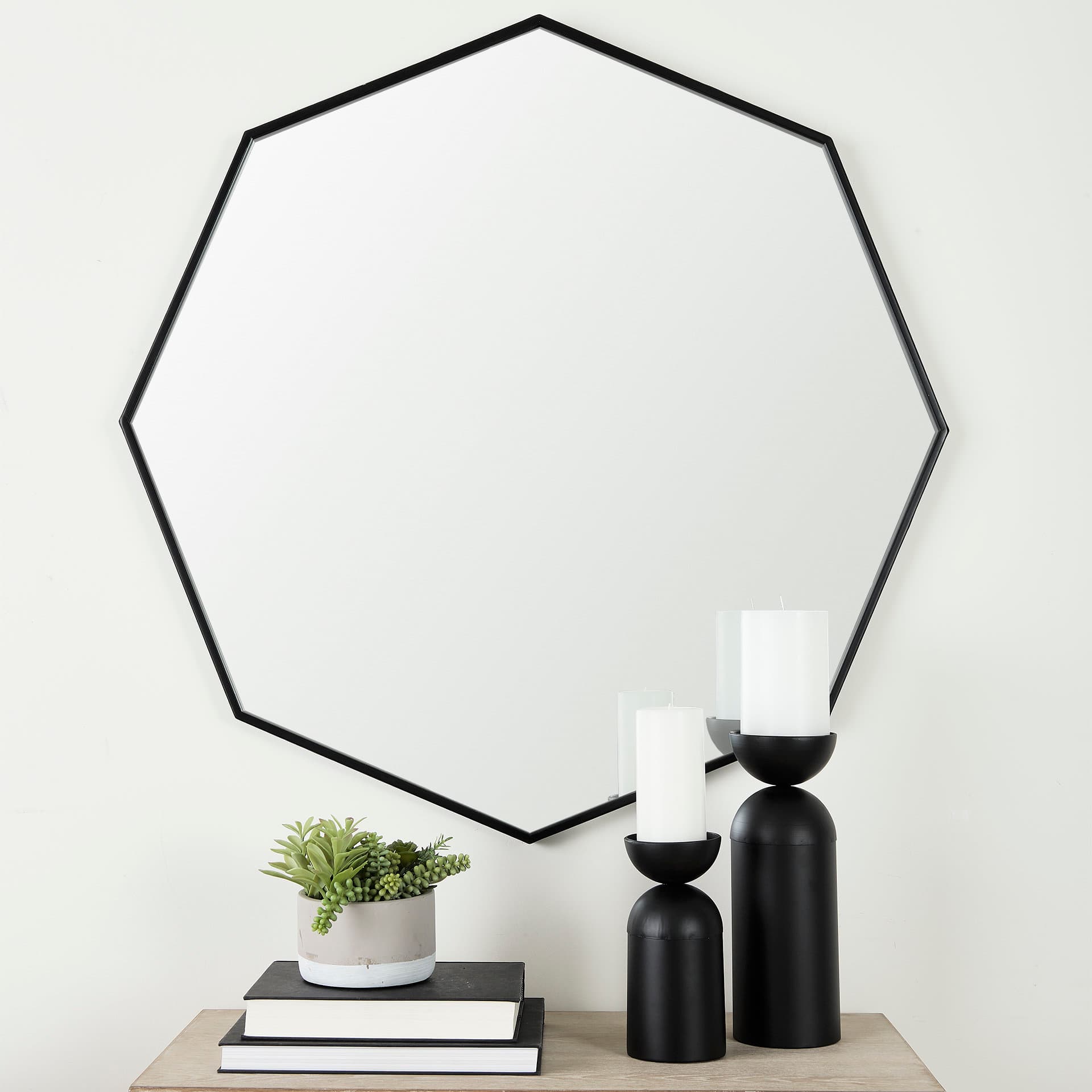 Helix 37" Octogon Black Metal Frame Mirror — product photograph