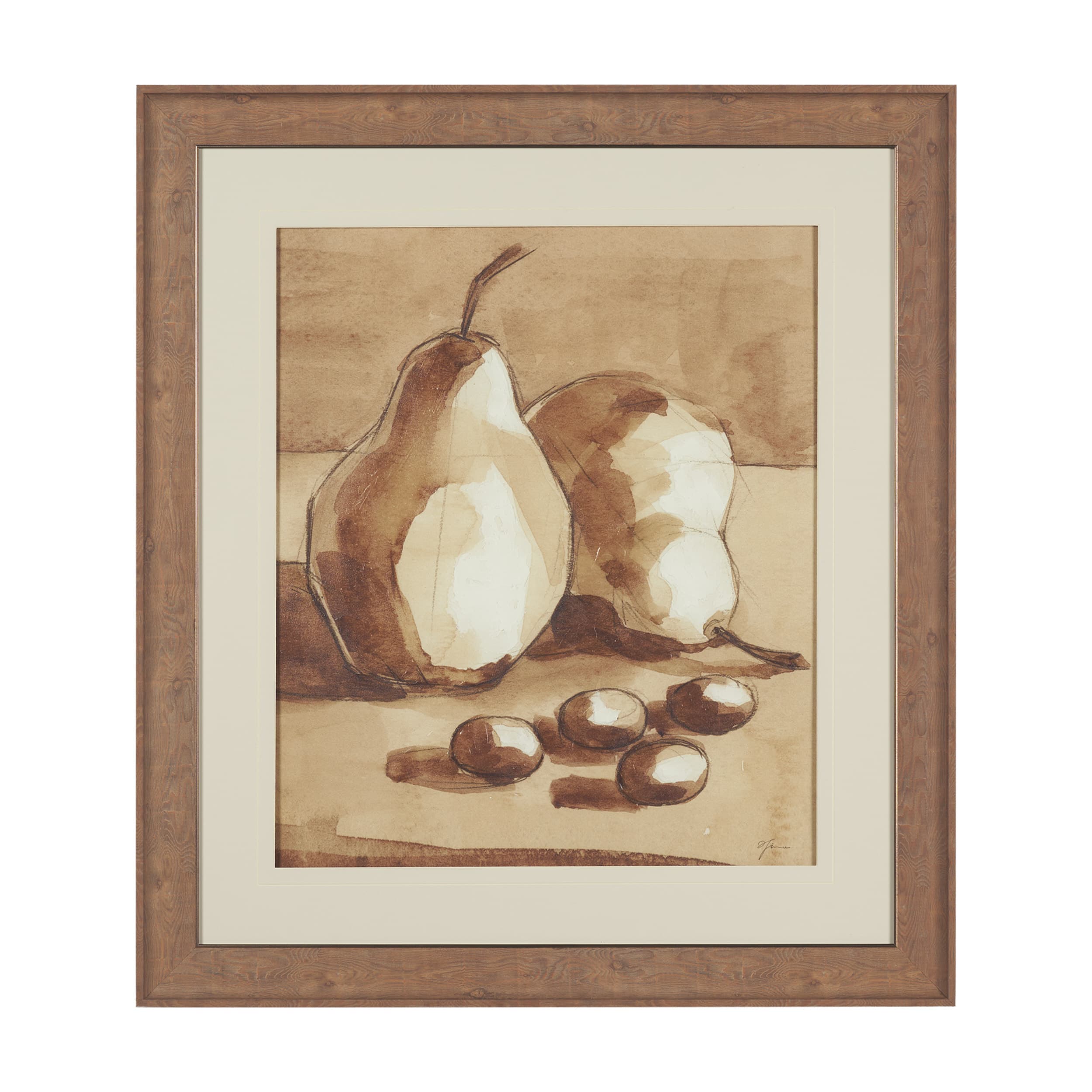 Pear Study I by Mercana Studio Hand Embelished Textured Framed Artwork Matted under Glass — product photograph